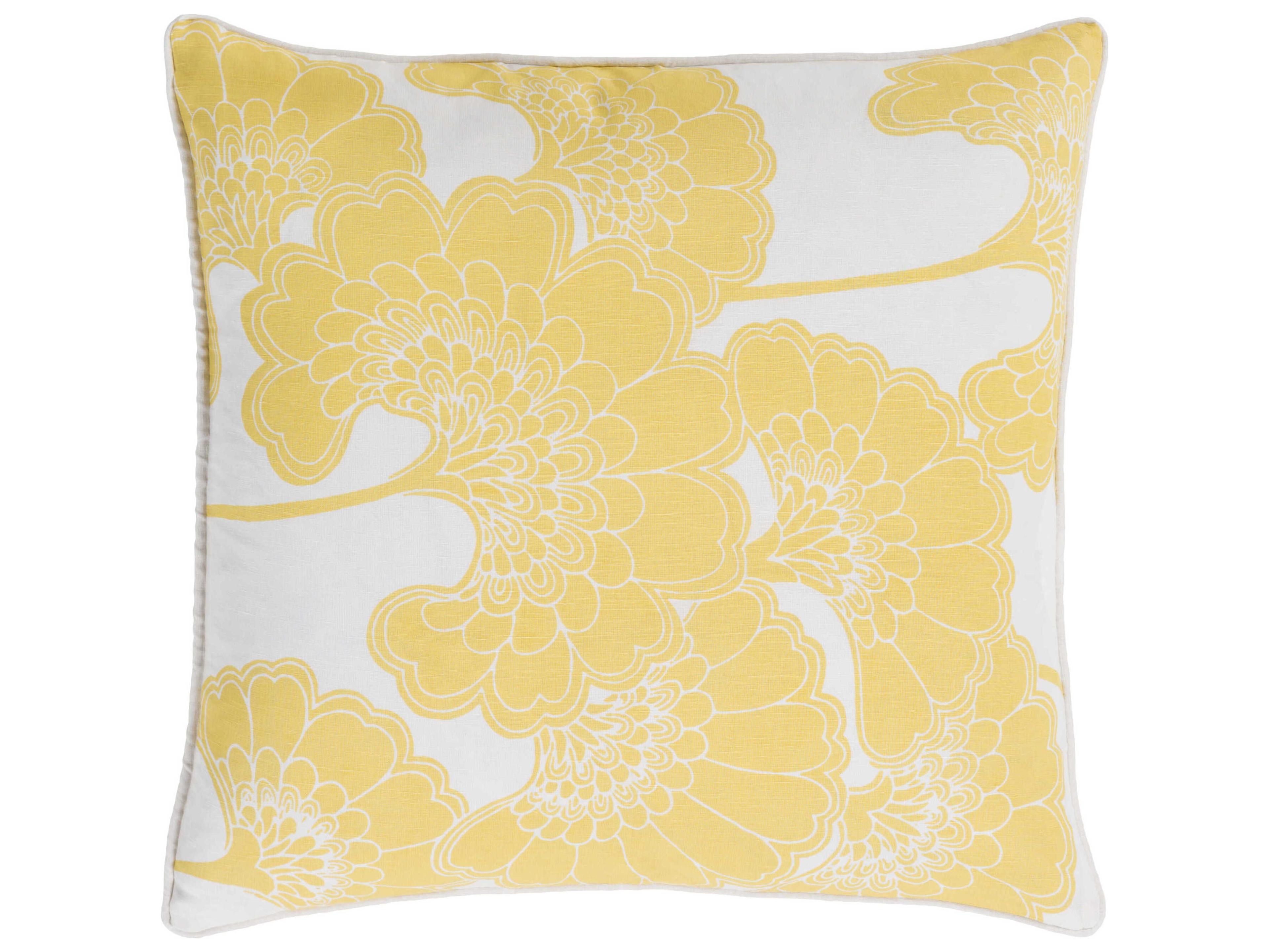 Surya Japanese Floral Yellow Pillow