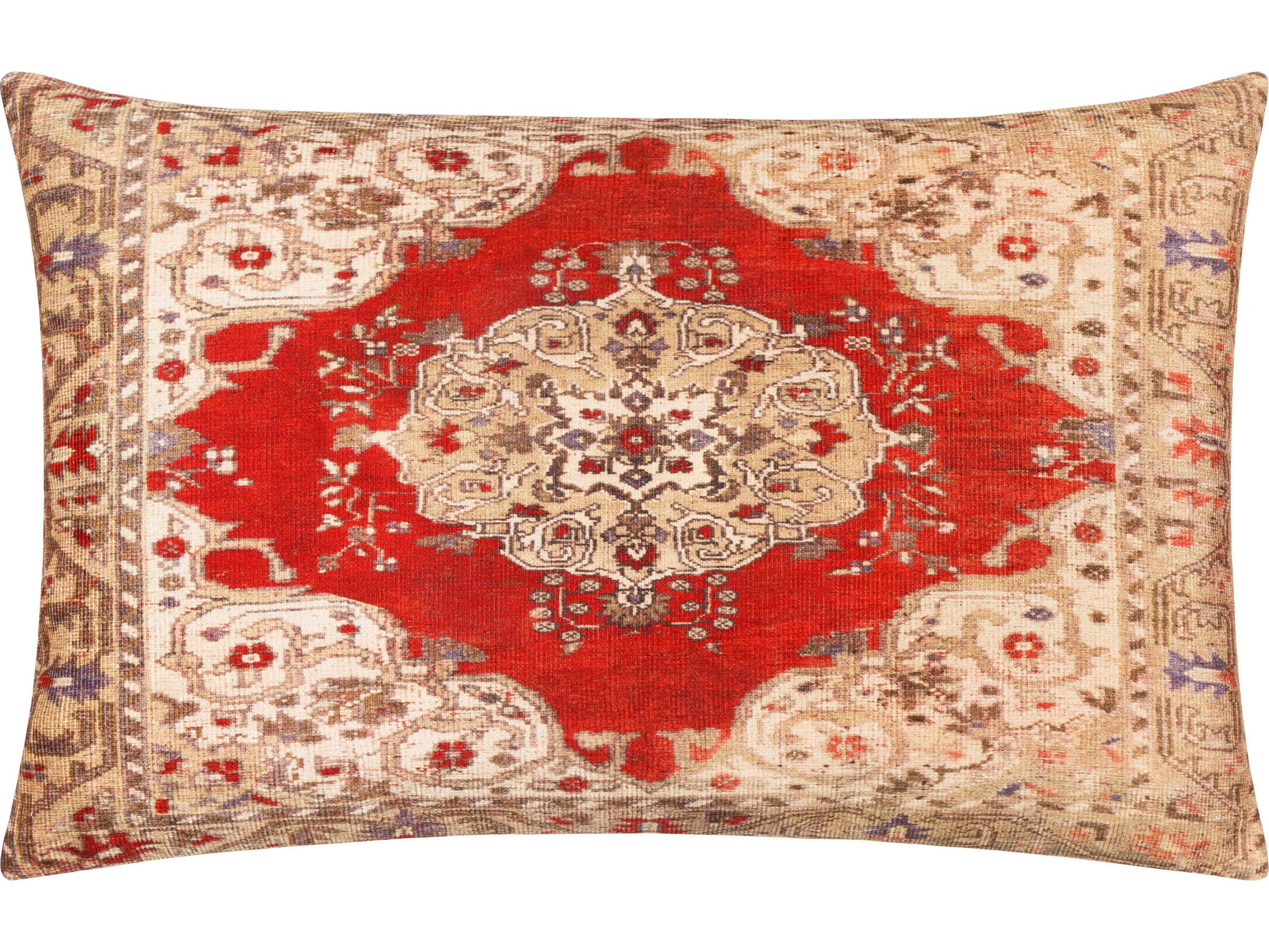 Surya Javed Light Beige / Red / Burgundy Pillow