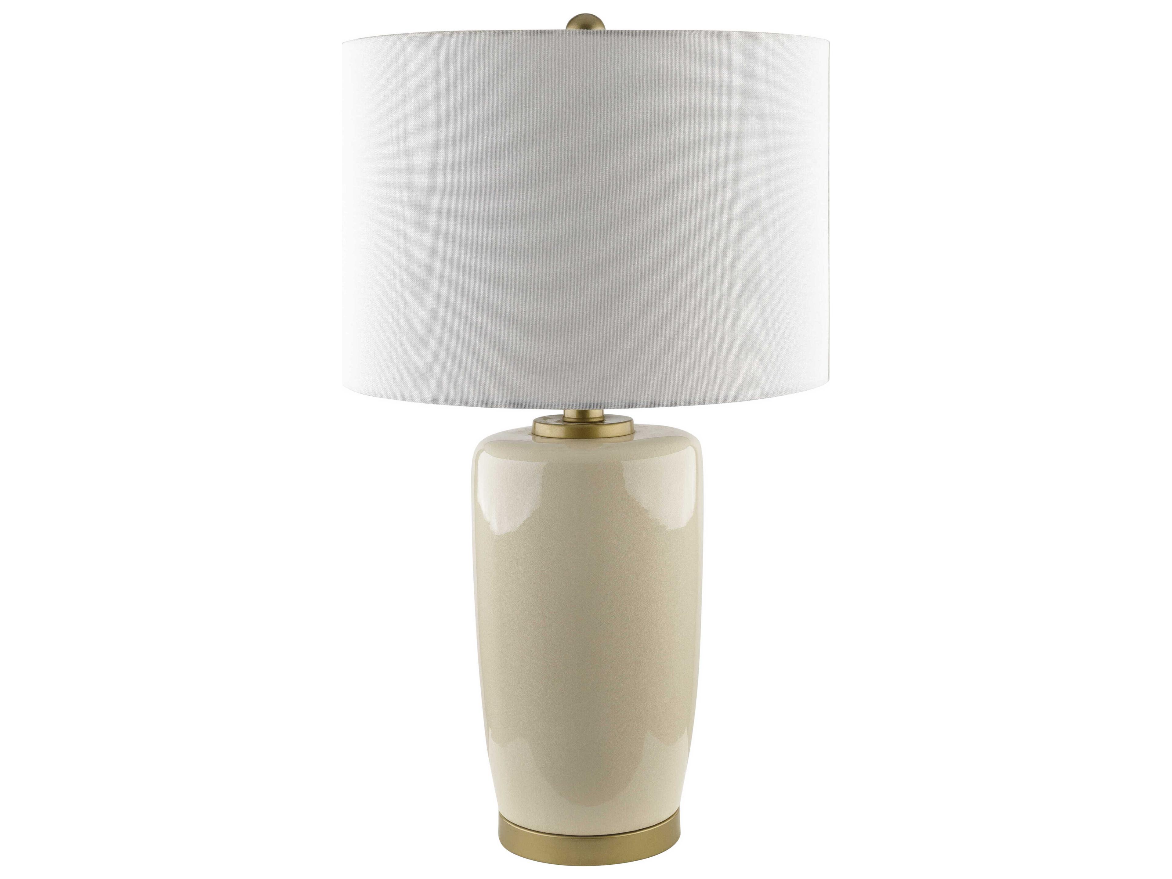 Surya Kasuri Cream White Linen Off Buffet Lamp