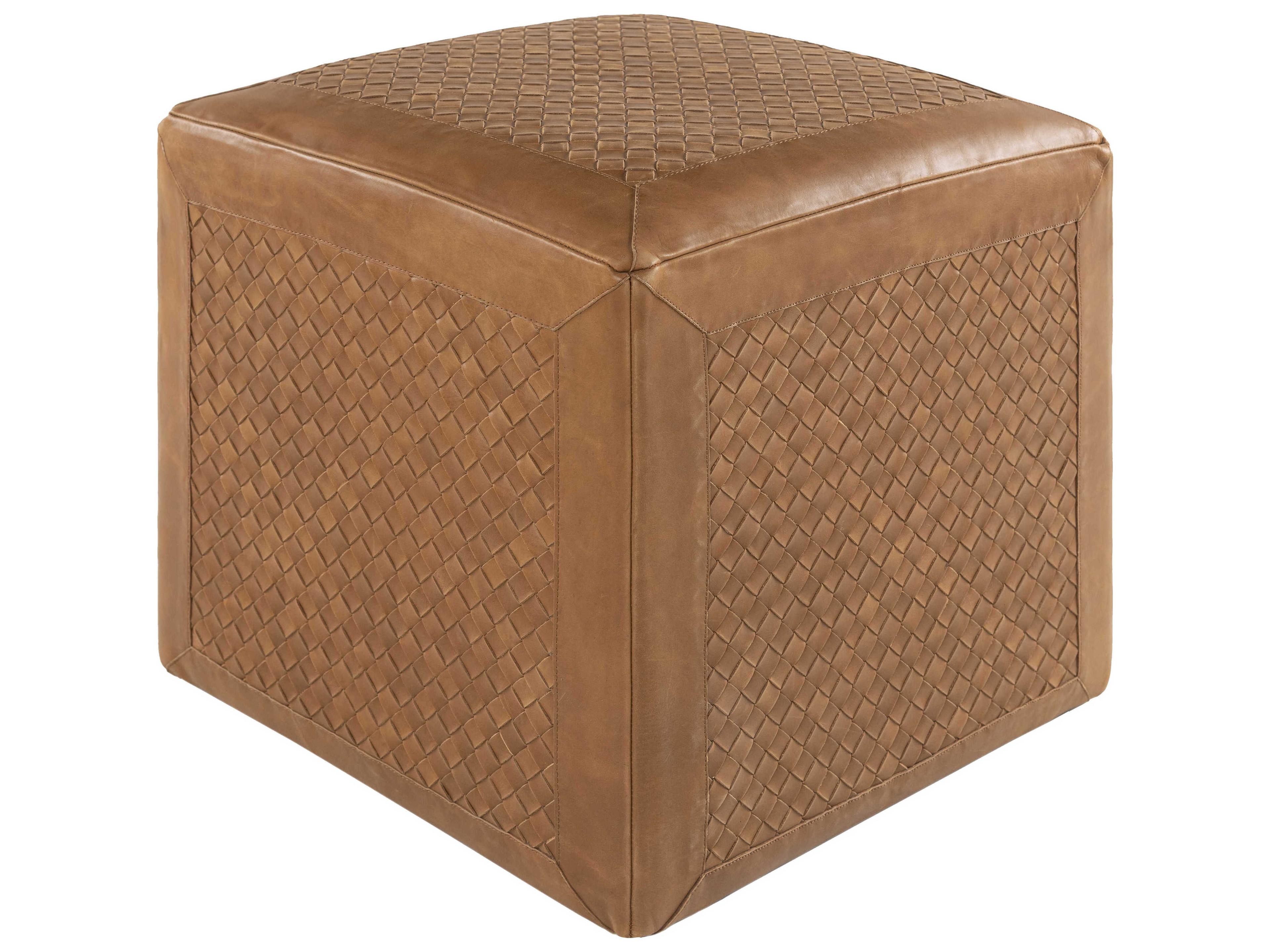 Surya Lawdon Brown Leather Ottoman