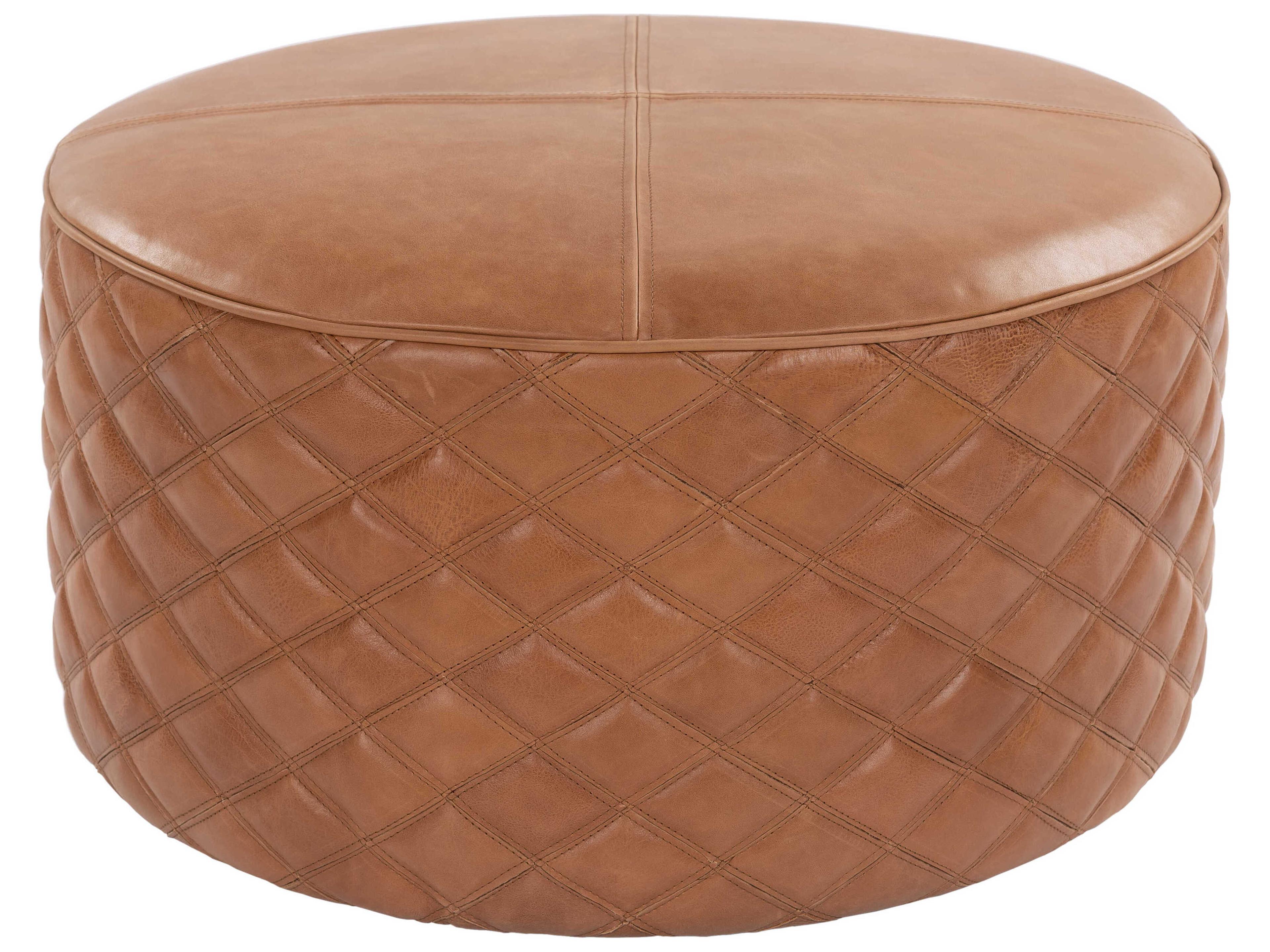 Surya Lance Brown Leather Ottoman