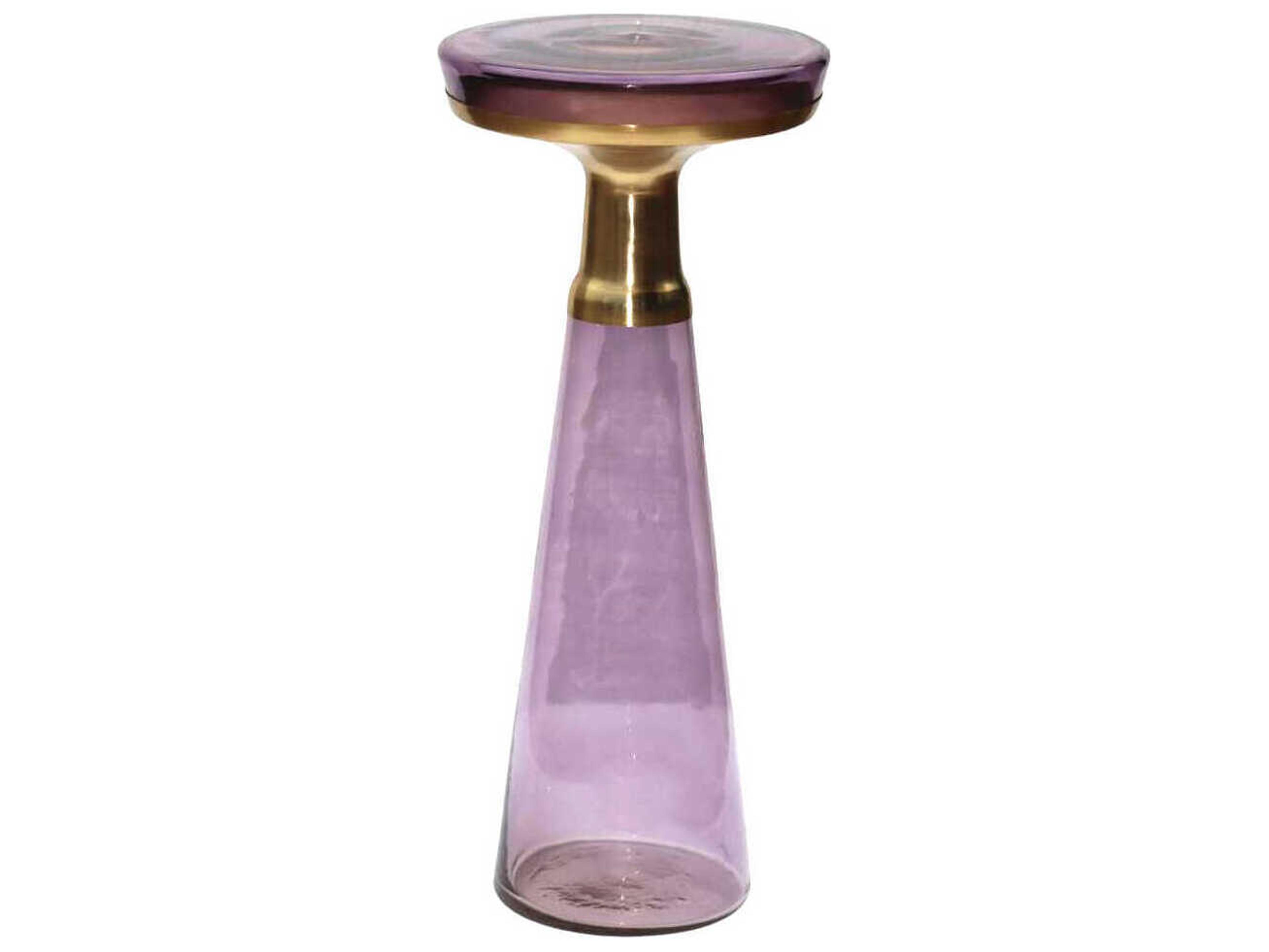 Surya Luzerne Round Glass Violet End Table