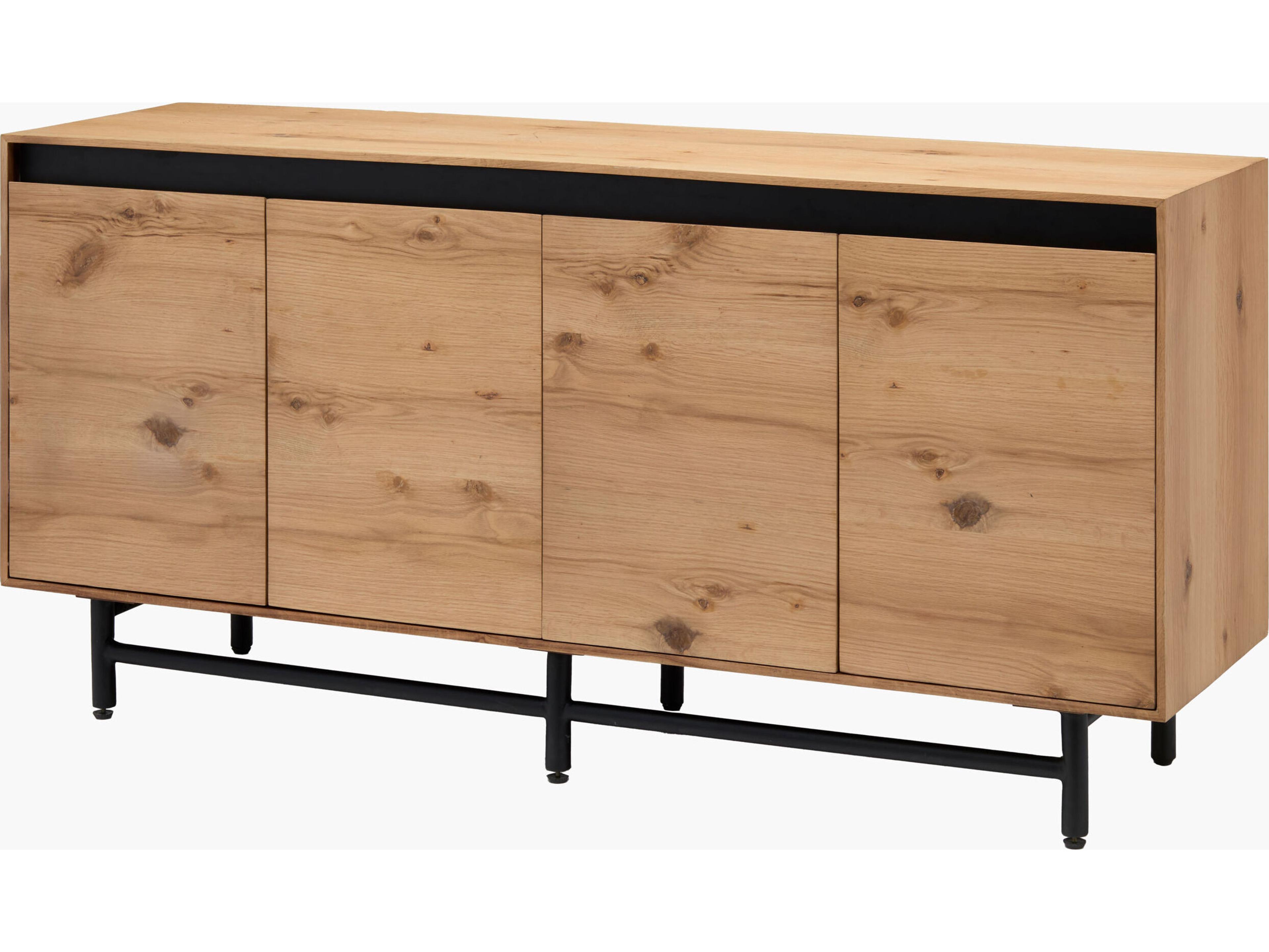 Surya Molander 64" Oak Wood Clear Black Sideboard