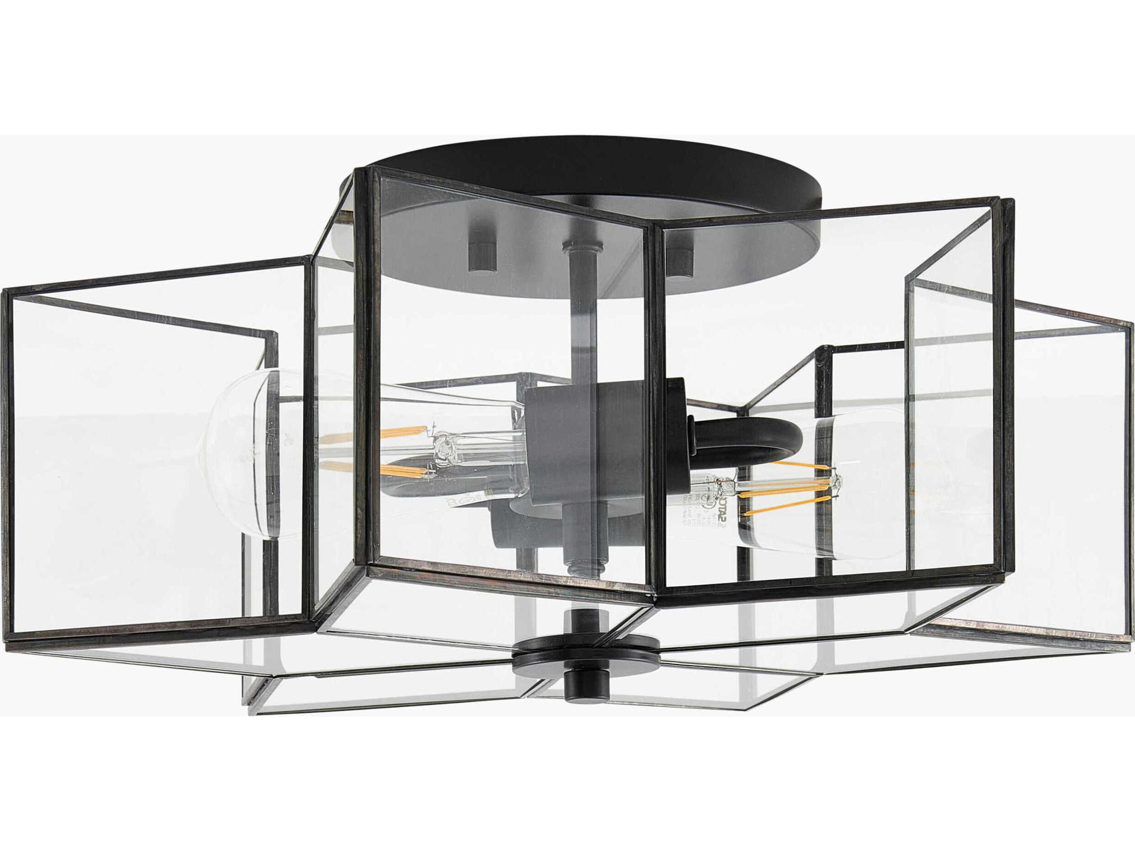 Surya Morella 2-Light Black Geometric Semi Flush Mount