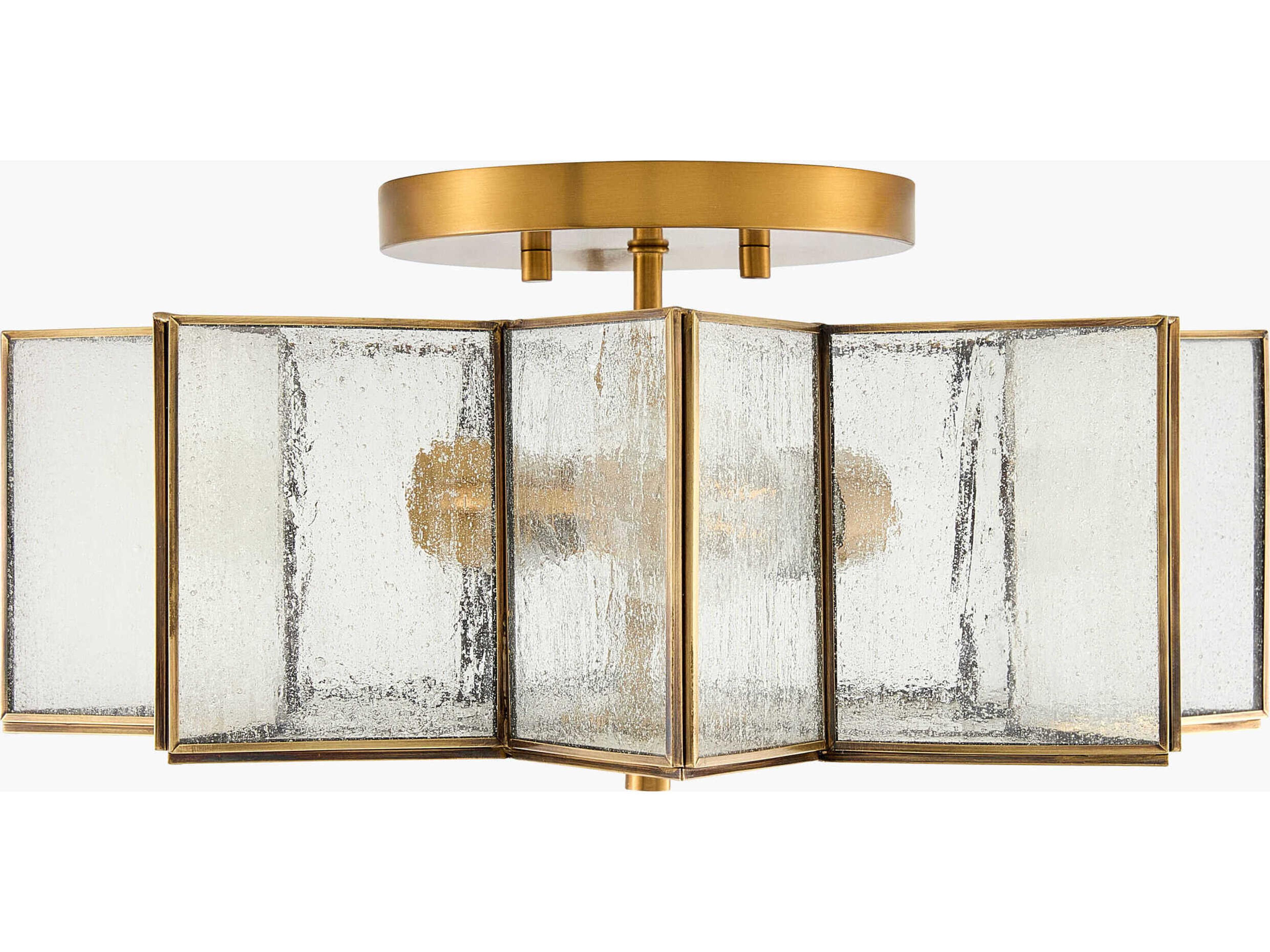 Surya Morella 2-Light Metallic Brass Geometric Semi Flush Mount