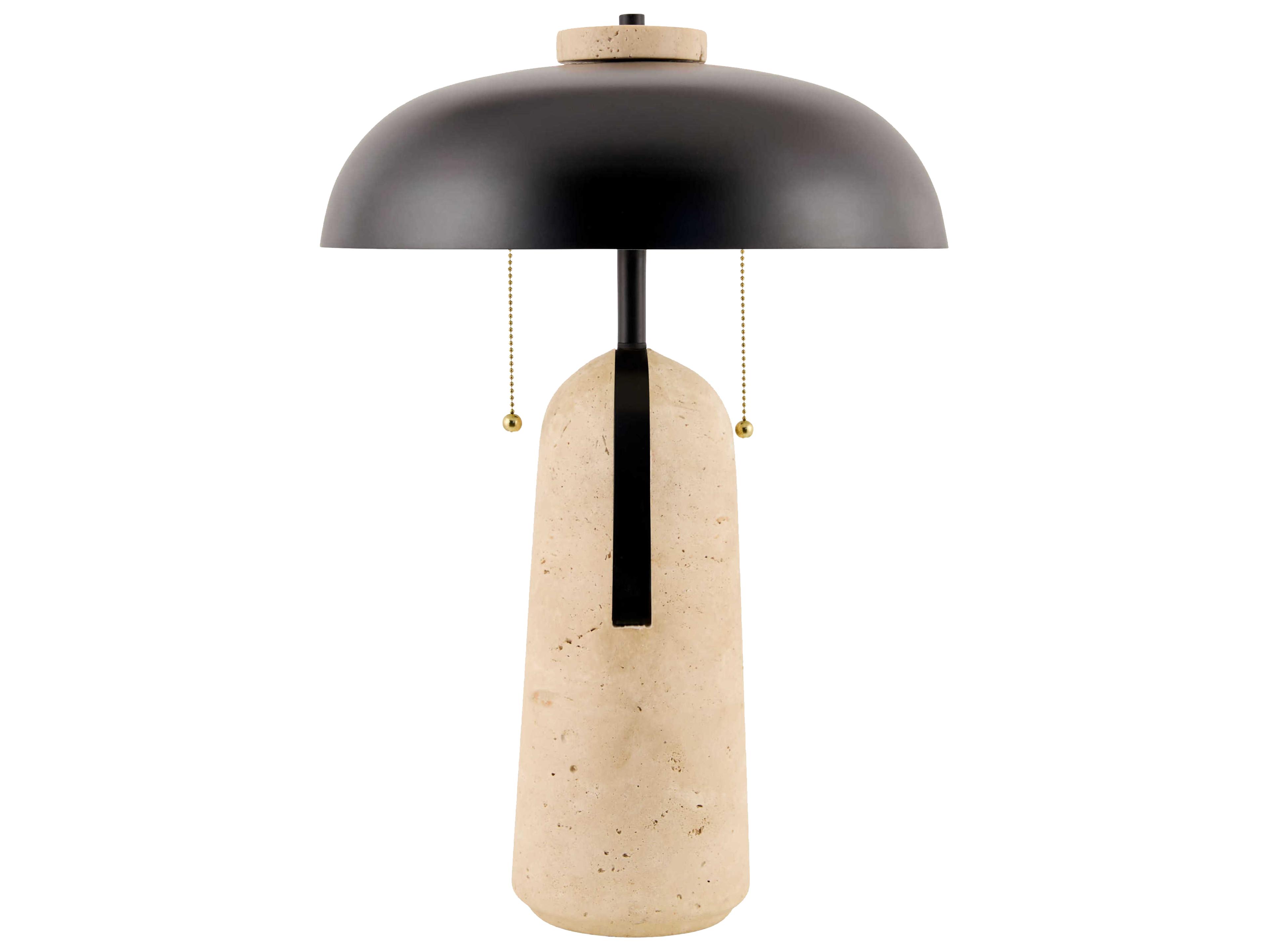 Surya Mopti Brown White Linen Table Lamp