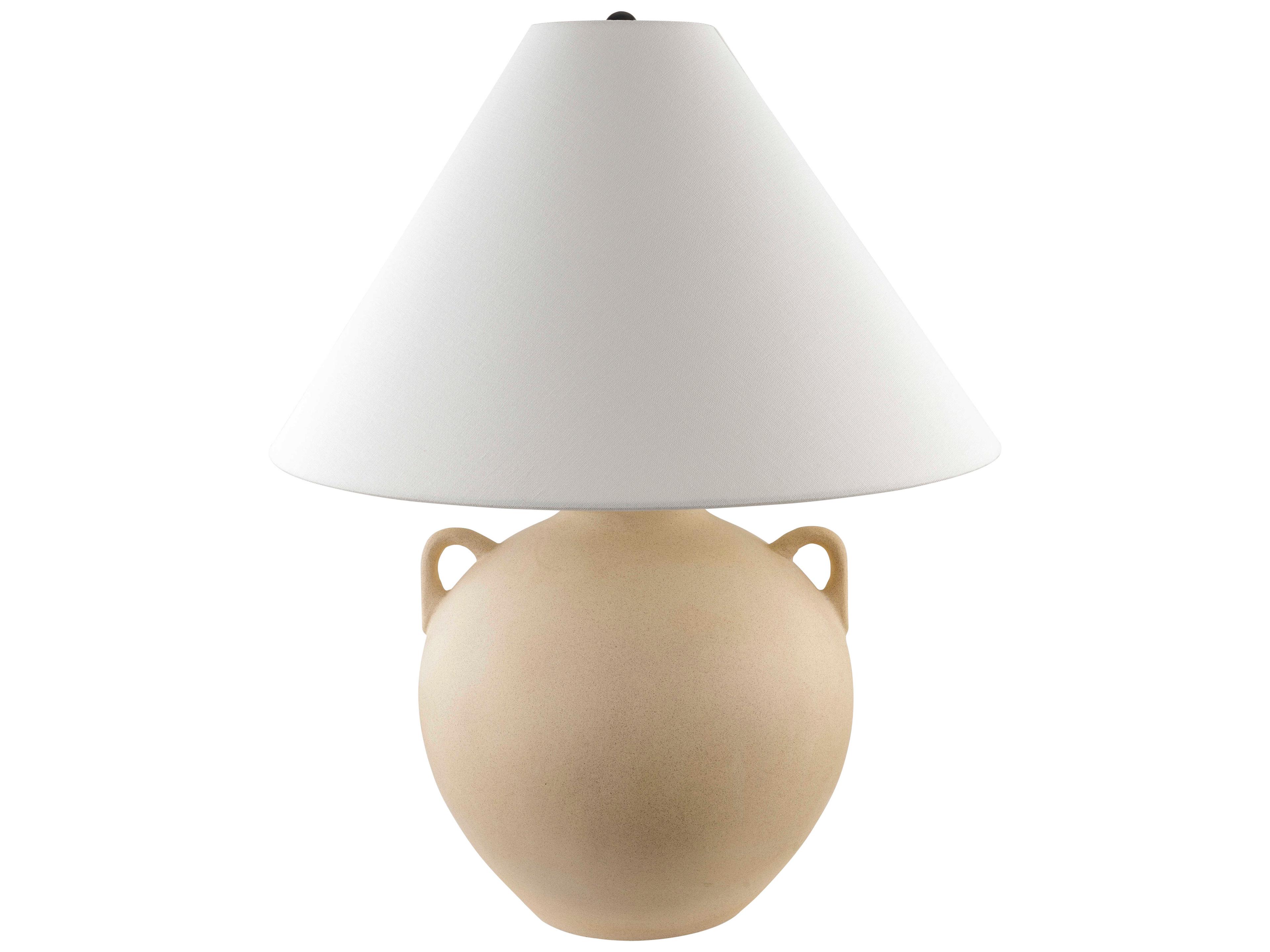 Surya Nivalis Natural Beige White Linen Off Table Lamp