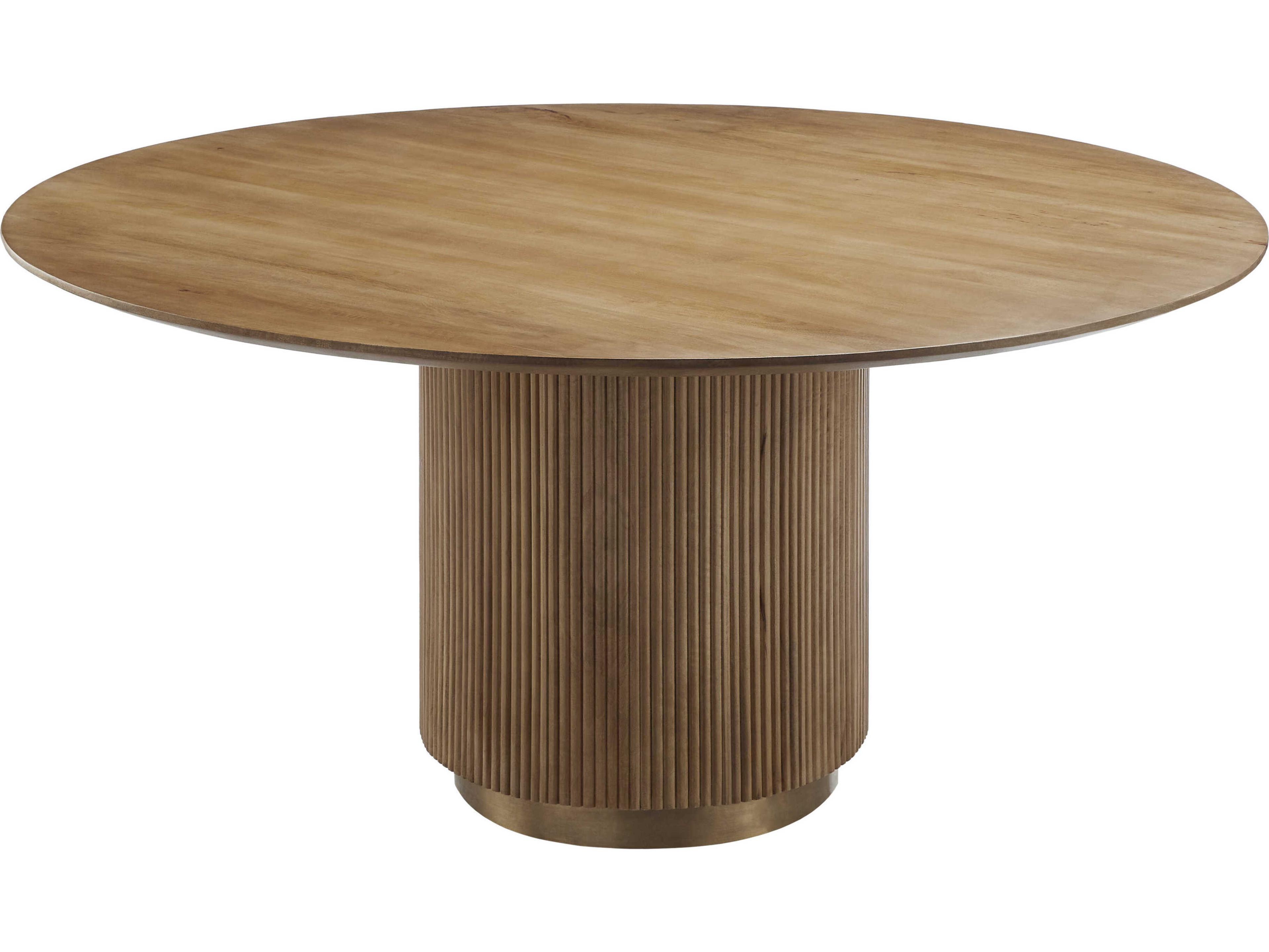 Surya Nems Round Wood Clear Gold Dining Table