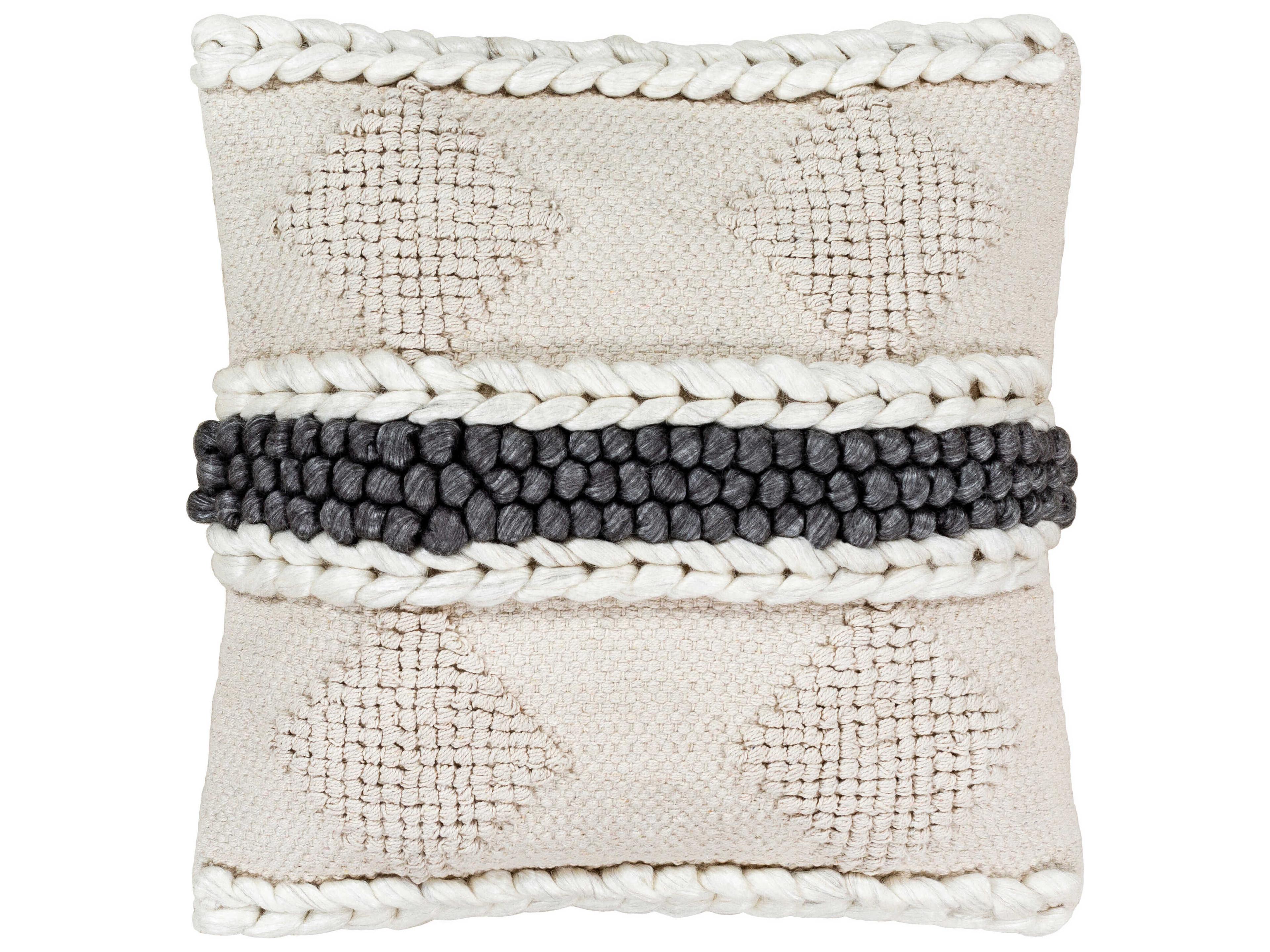 Surya Anton Cream / Light Beige / Charcoal Pillow