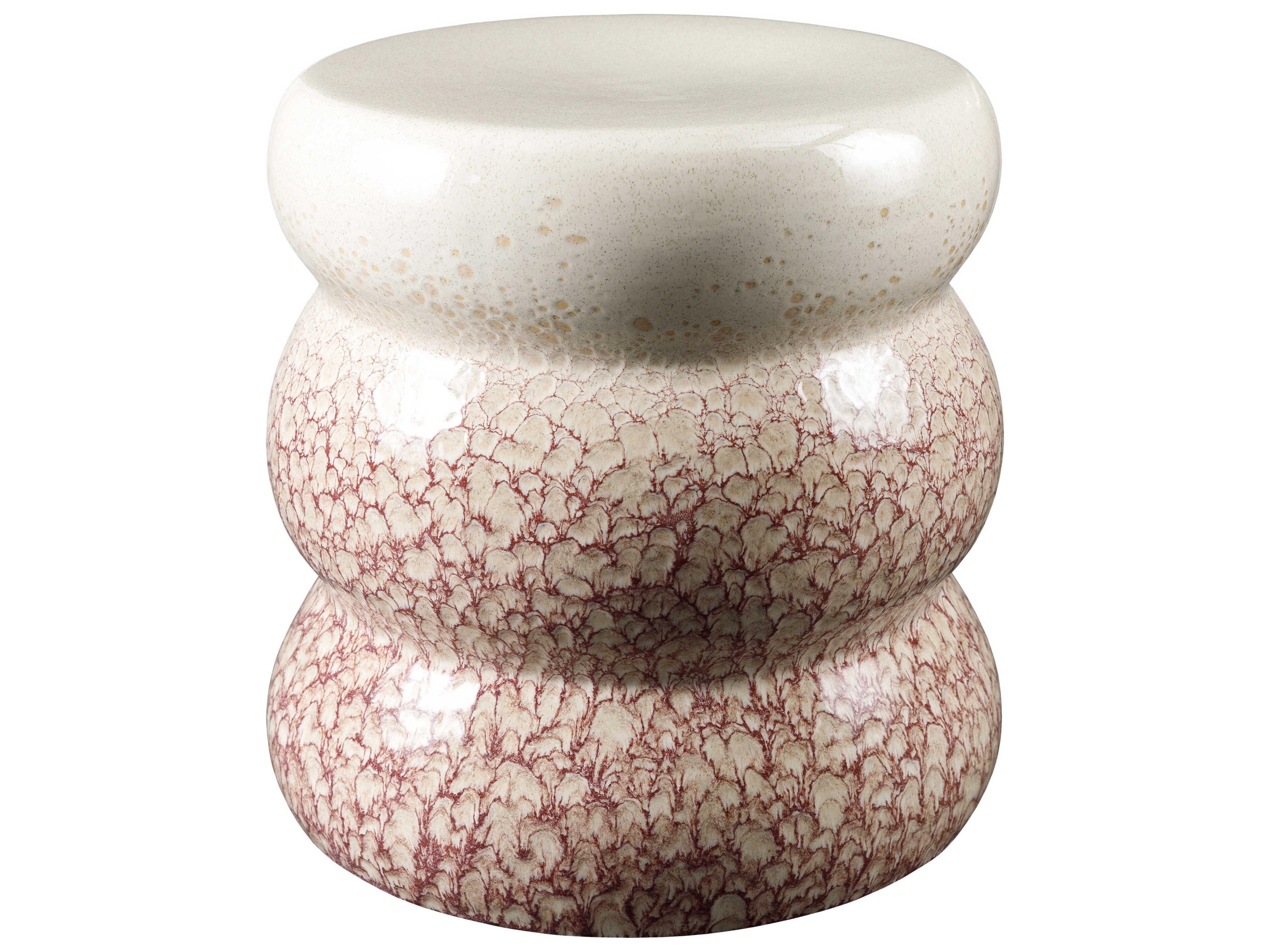 Surya Osambela Coral Cream Pink Accent Stool