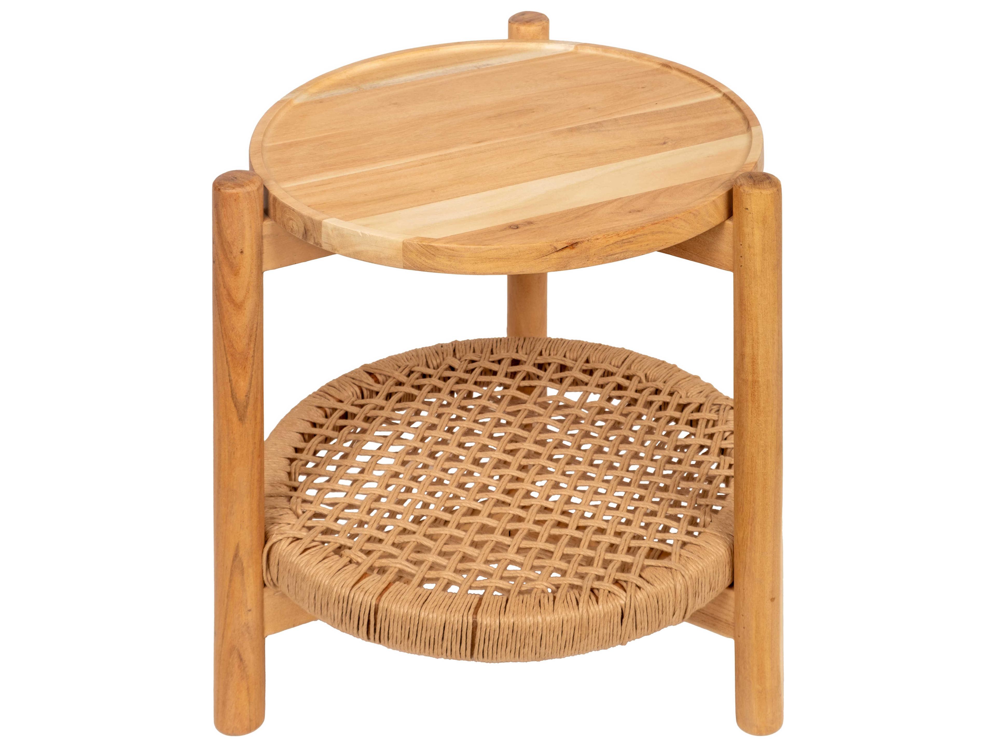 Surya Orly Round Wood Brown Wheat End Table