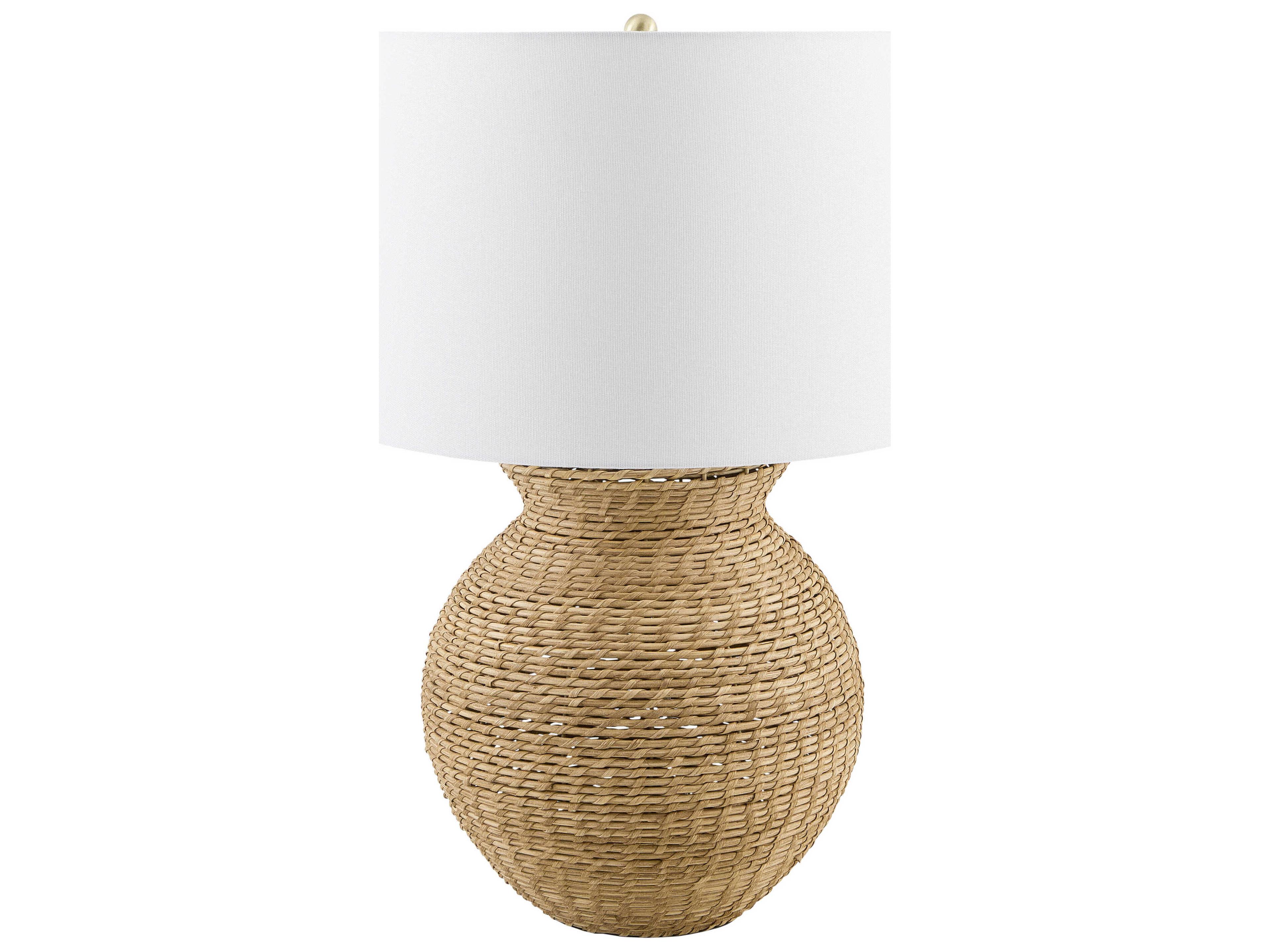 Surya Pubil Wheat White Linen Brown Buffet Lamp