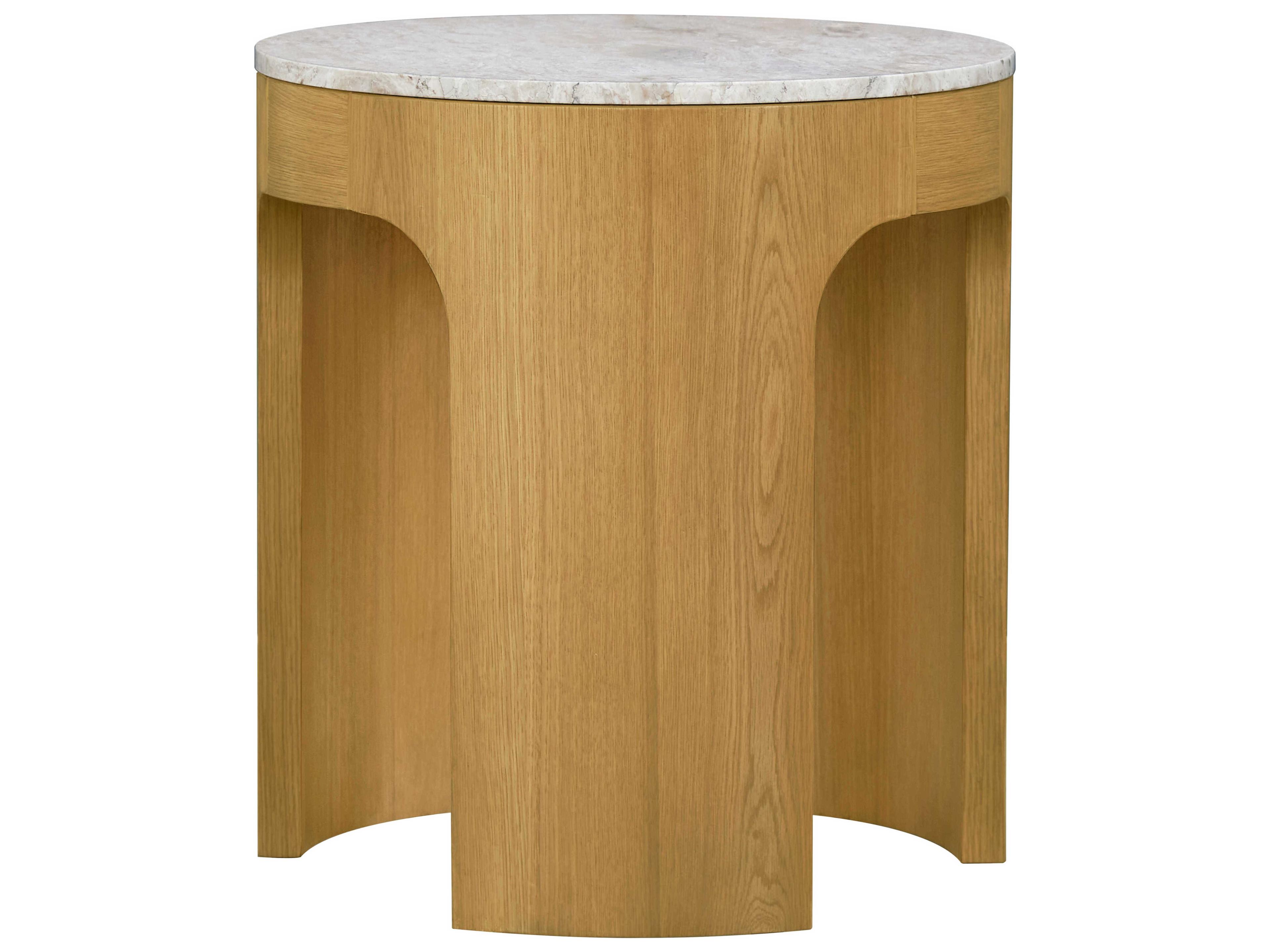 Surya Planar Round Marble White Clear End Table