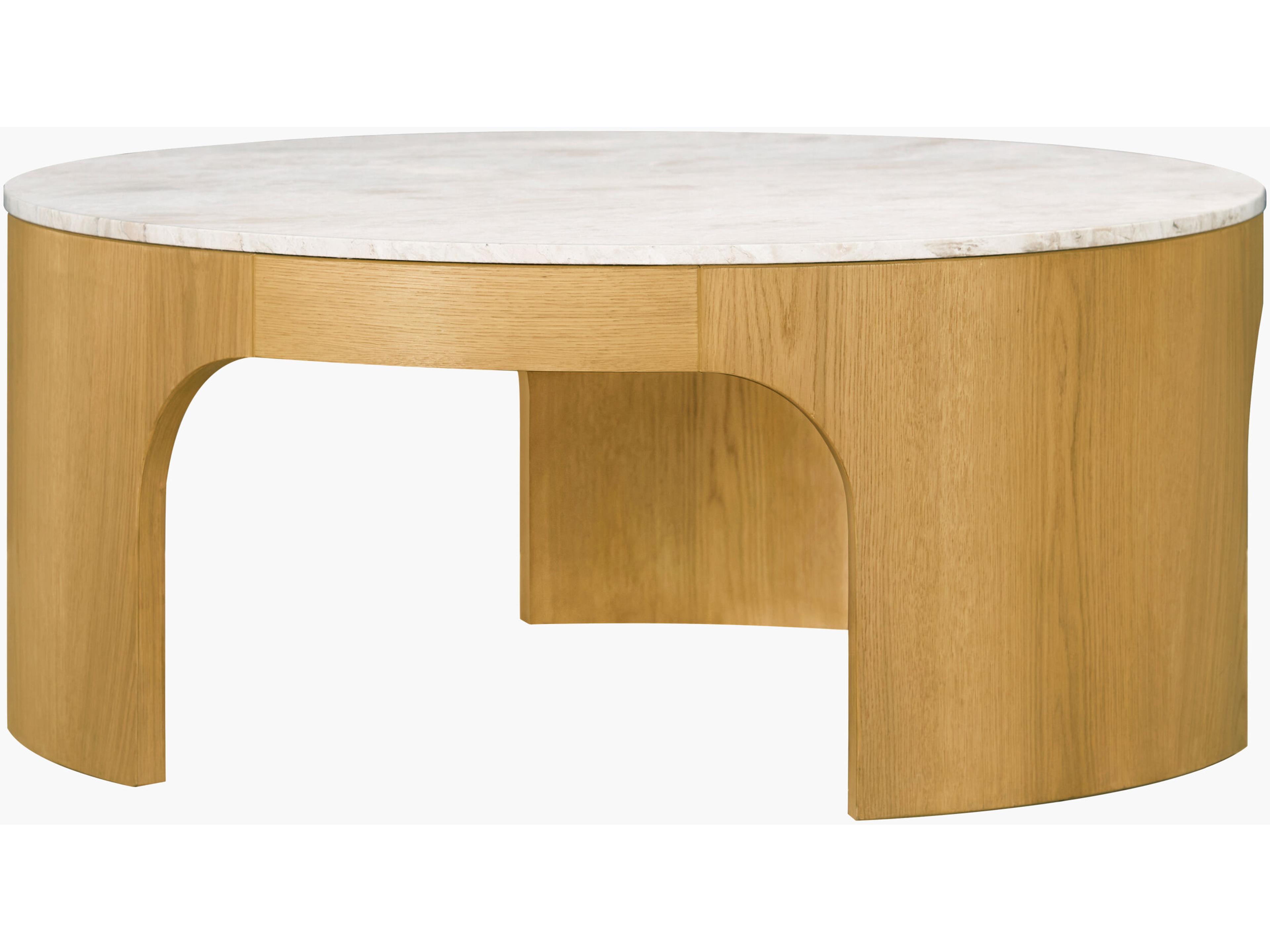 Surya Planar Round Marble White Clear Coffee Table