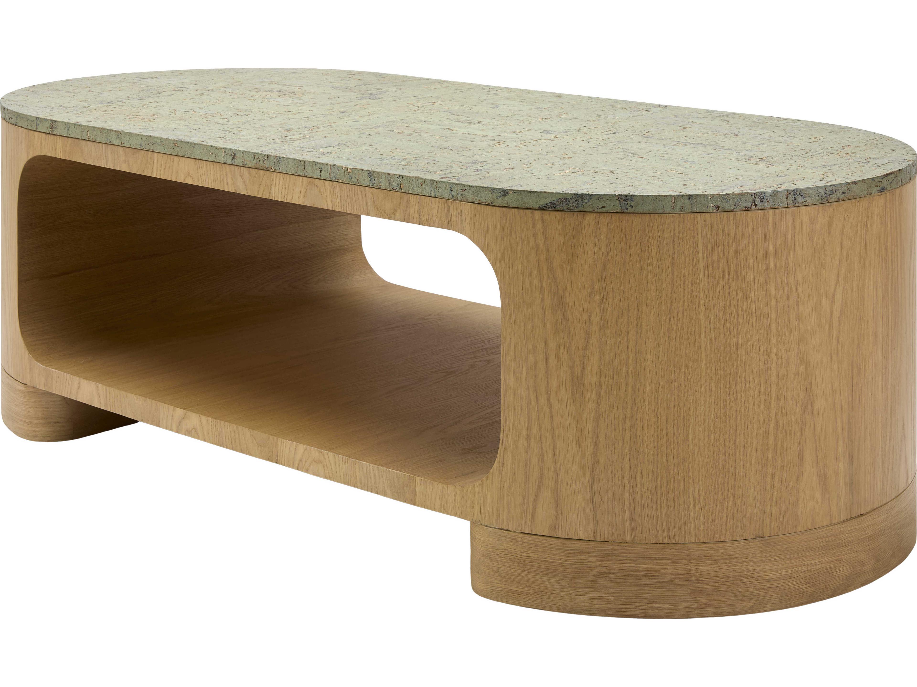 Surya Poros Oval Wood Green Brown Coffee Table