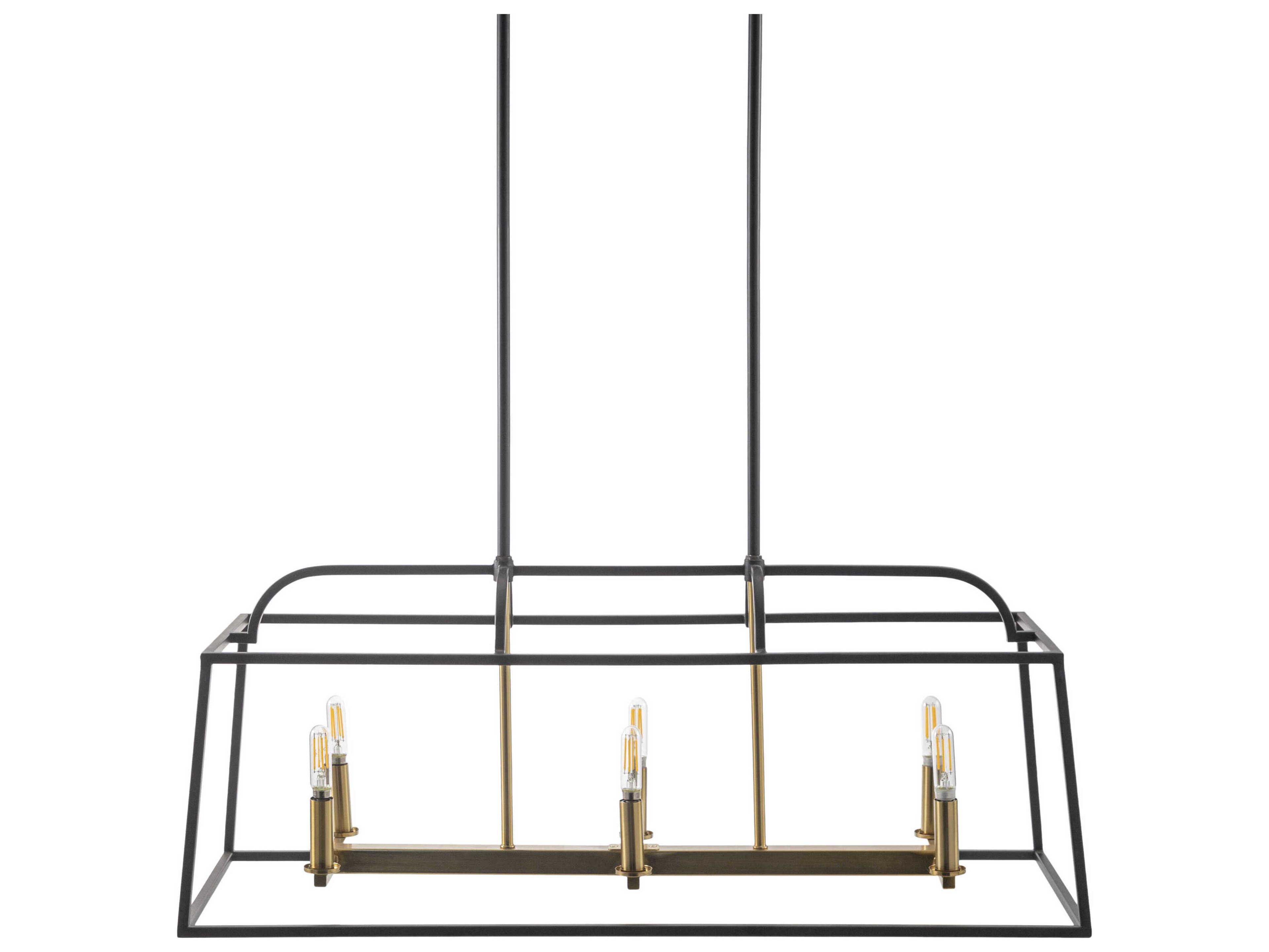 Surya Possini 6-Light Black Linear Island Pendant