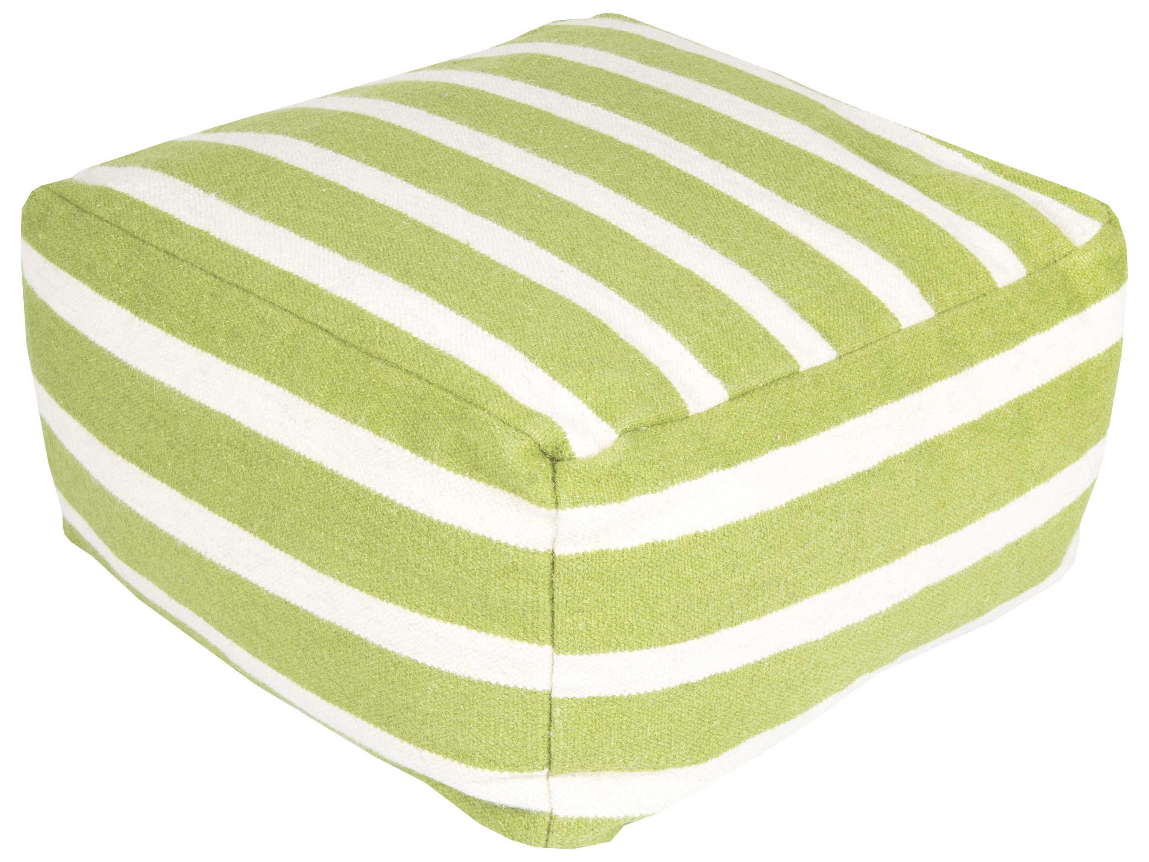 Surya Frontier Light Olive Green Upholstered Pouf