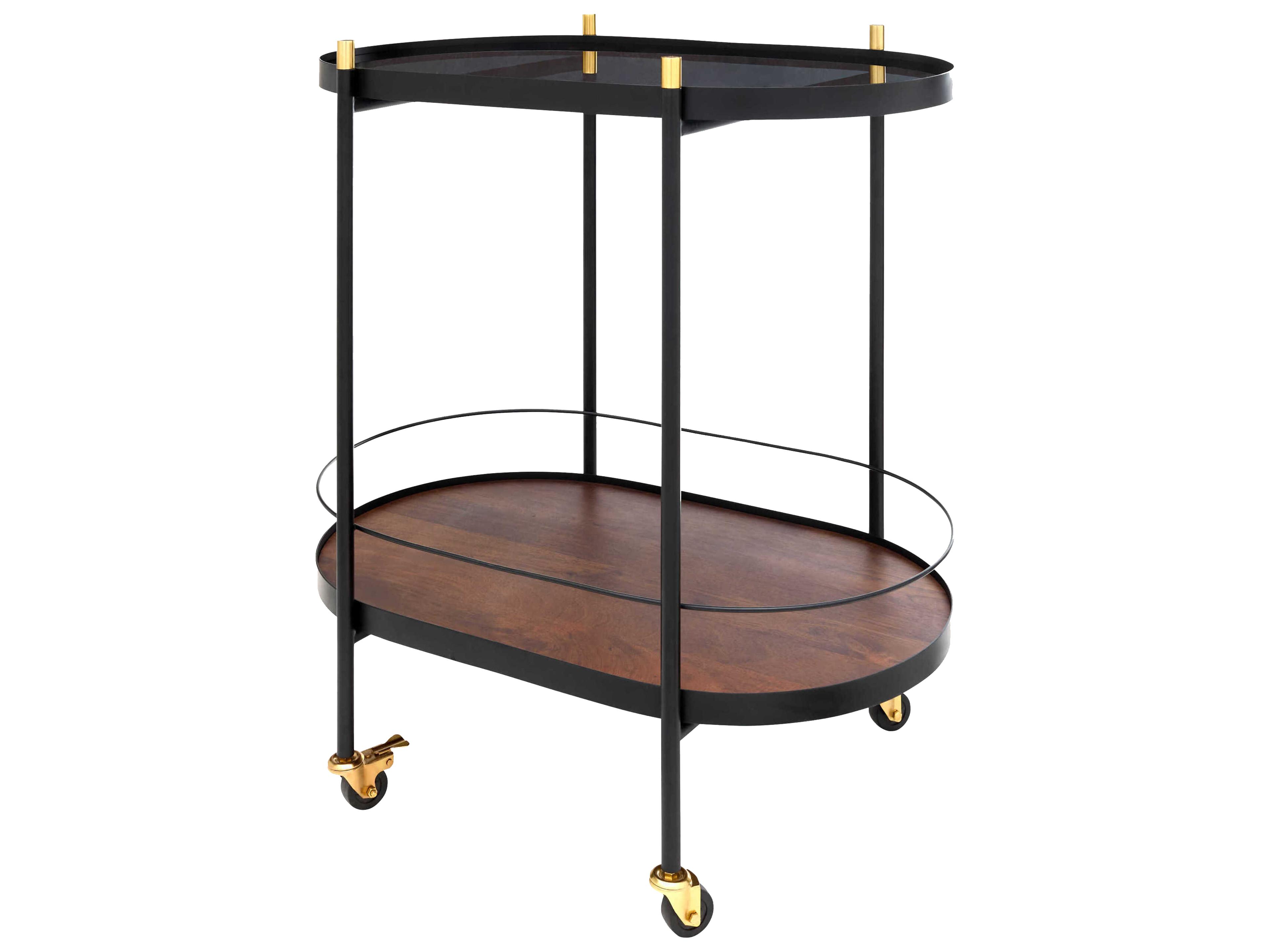 Surya Pearson Glass Gray Black Bar Cart