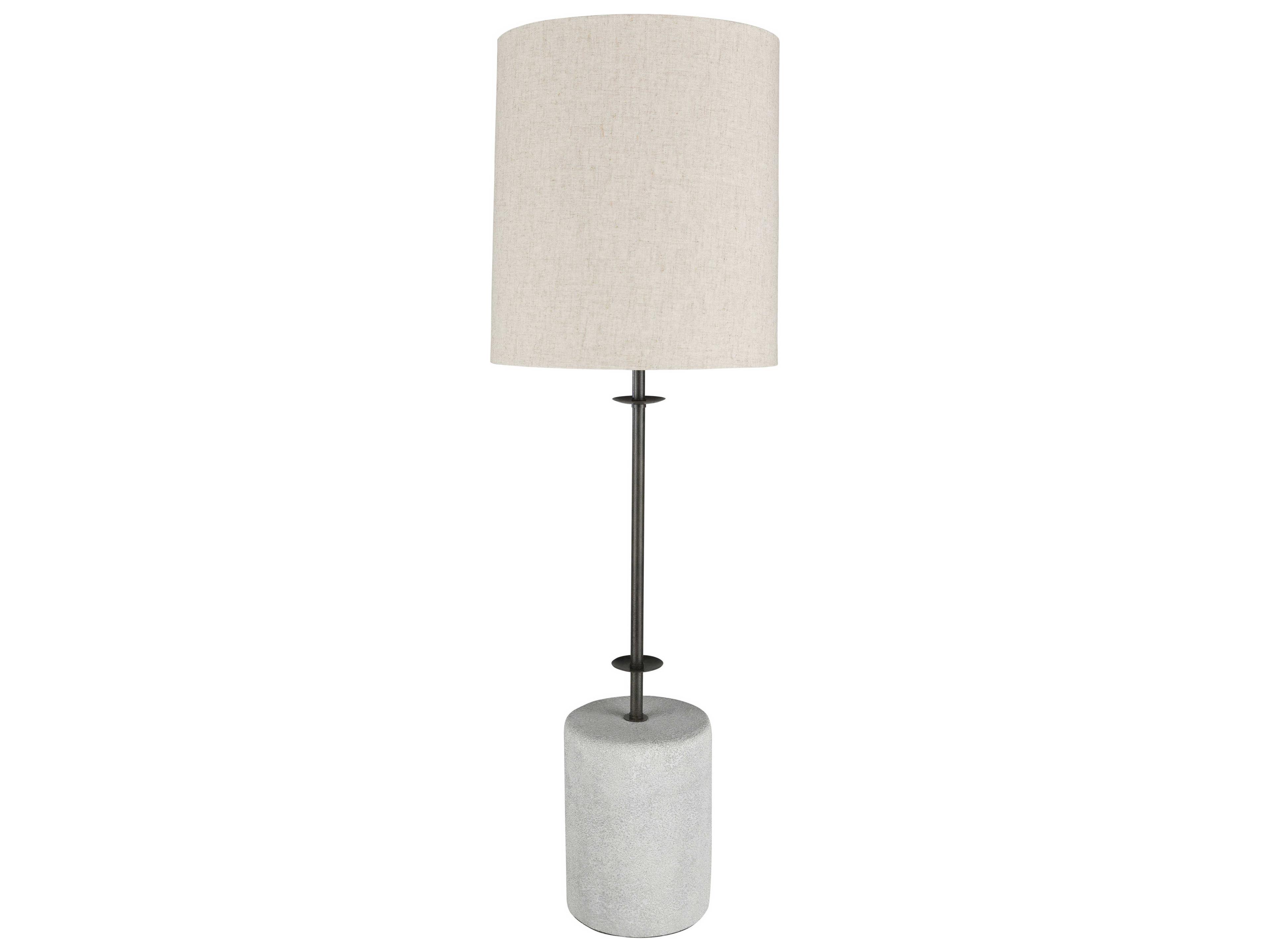 Surya Rigby Metallic Bronze Ivory Linen Gray Buffet Lamp