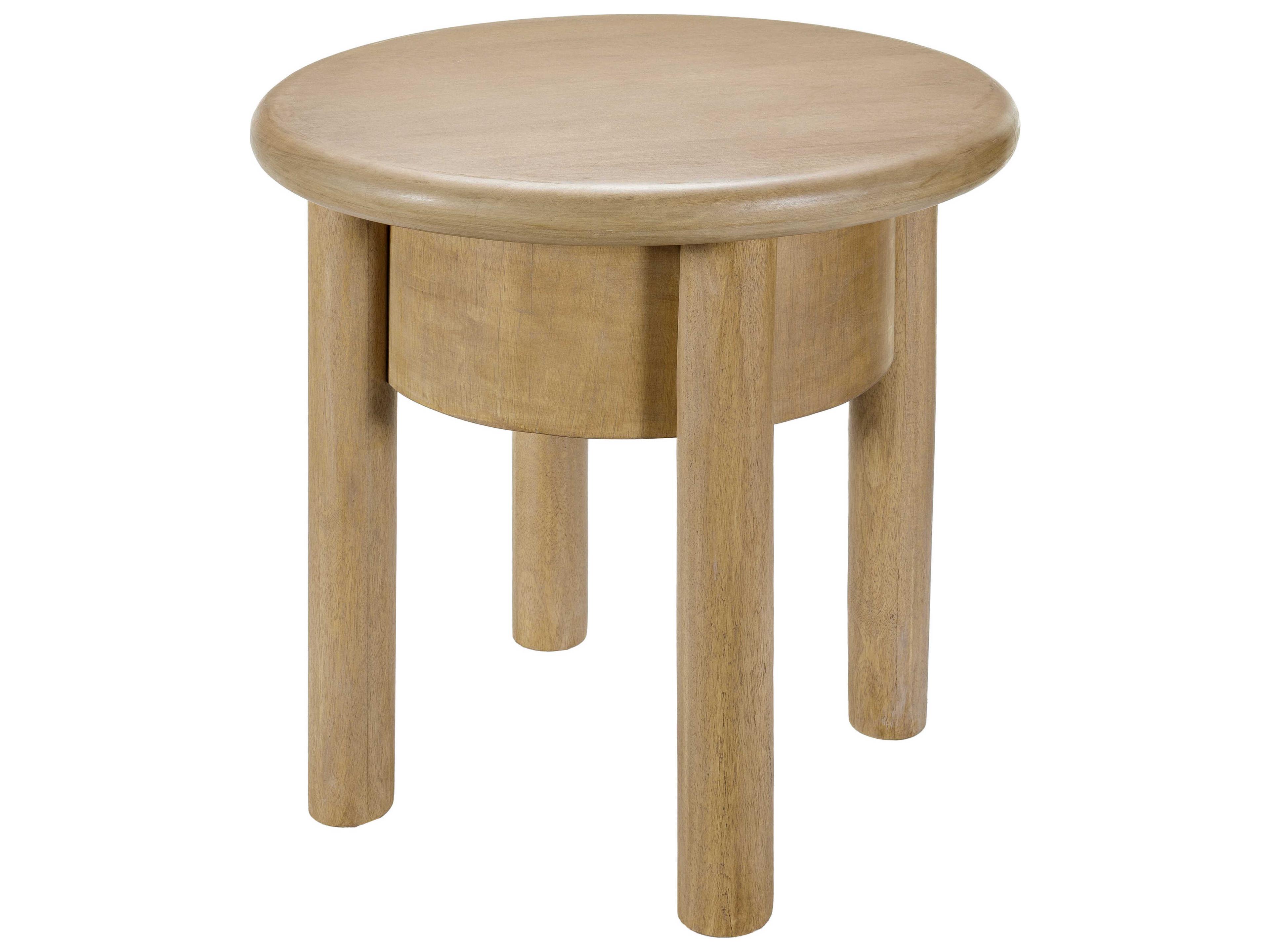 Surya Rondo Round Wood Brown End Table