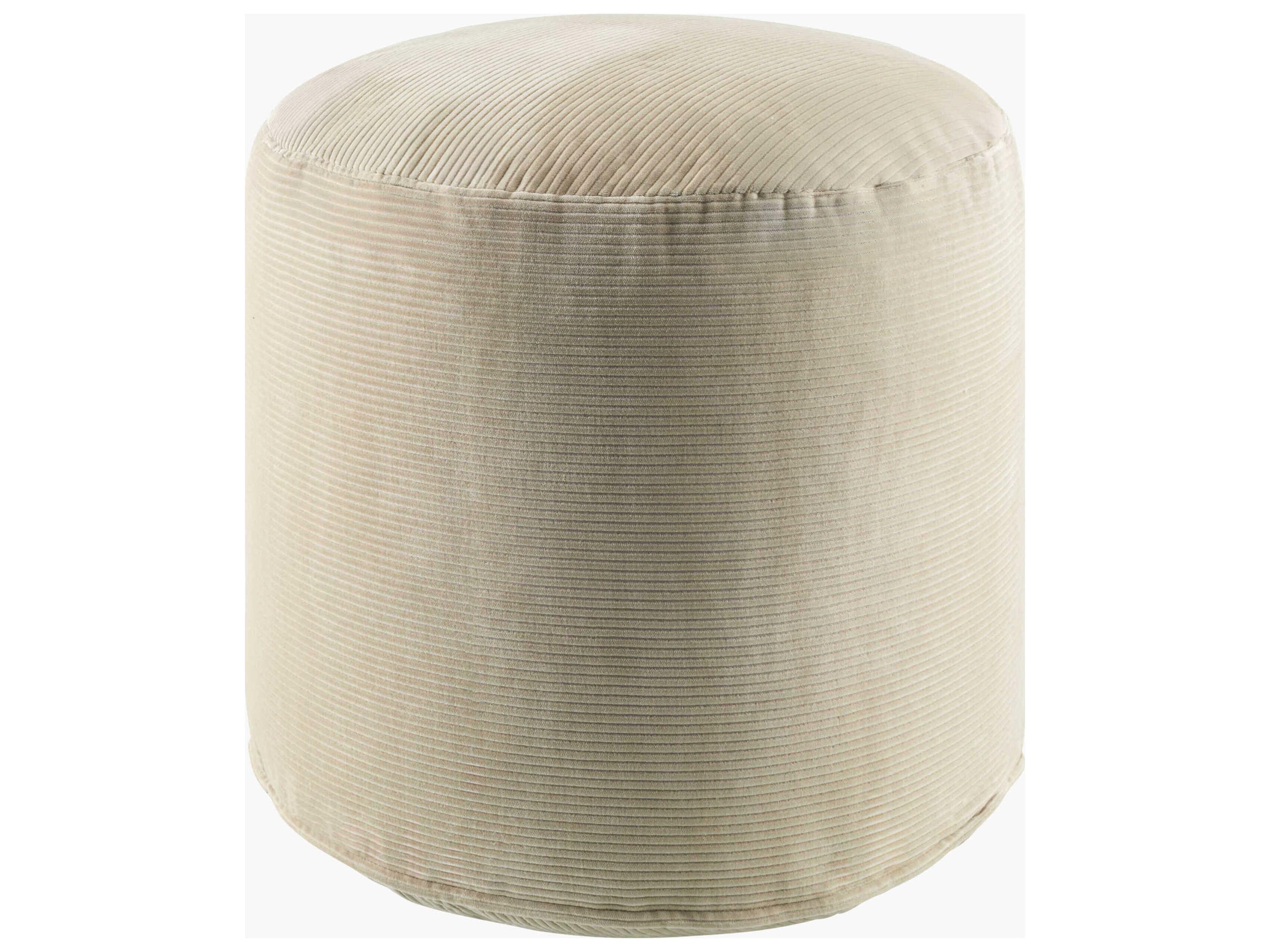 Surya Roy Beige Upholstered Ottoman
