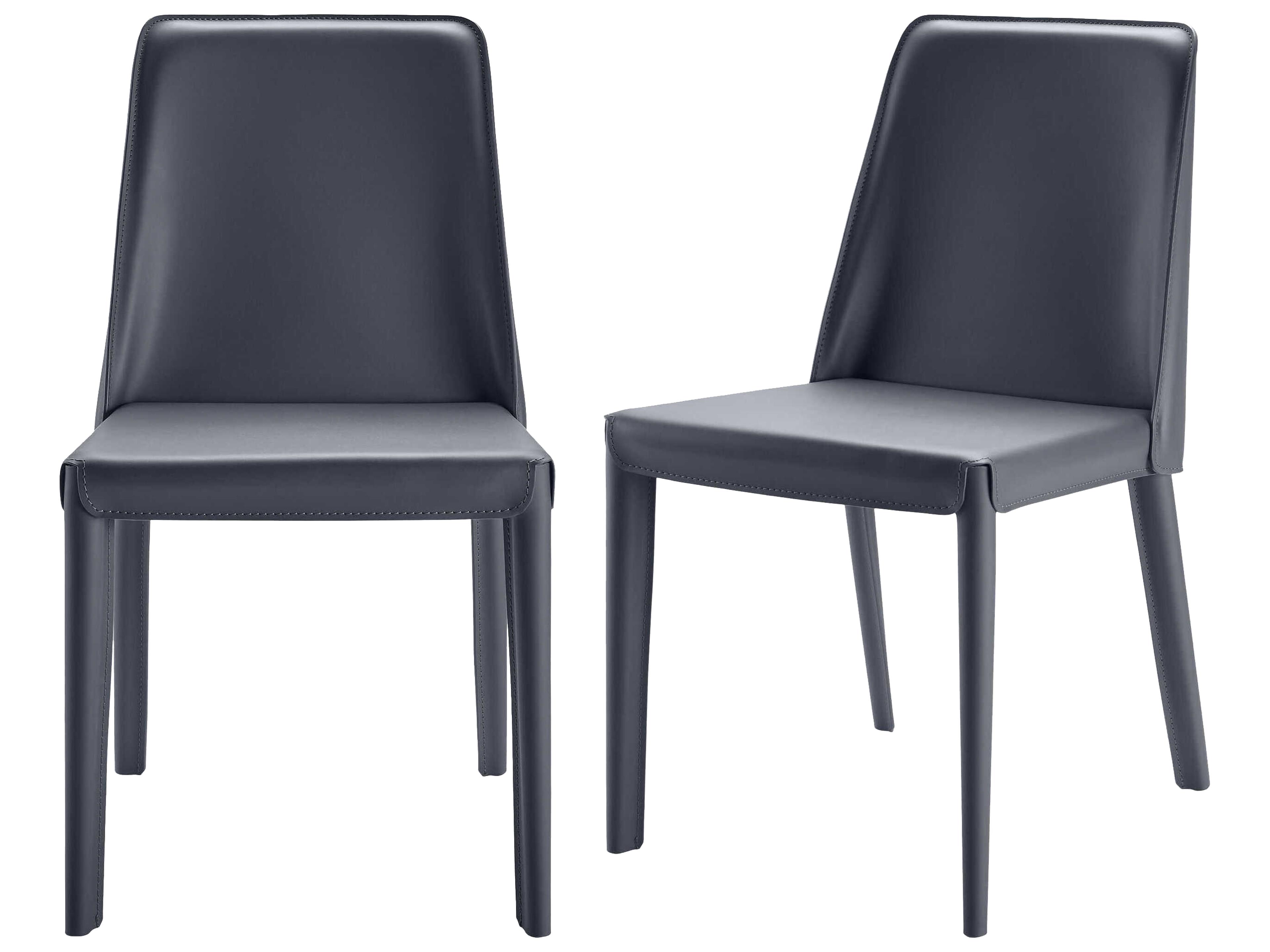Surya Rosy Blue Leather Armless Dining Chair Set of 2