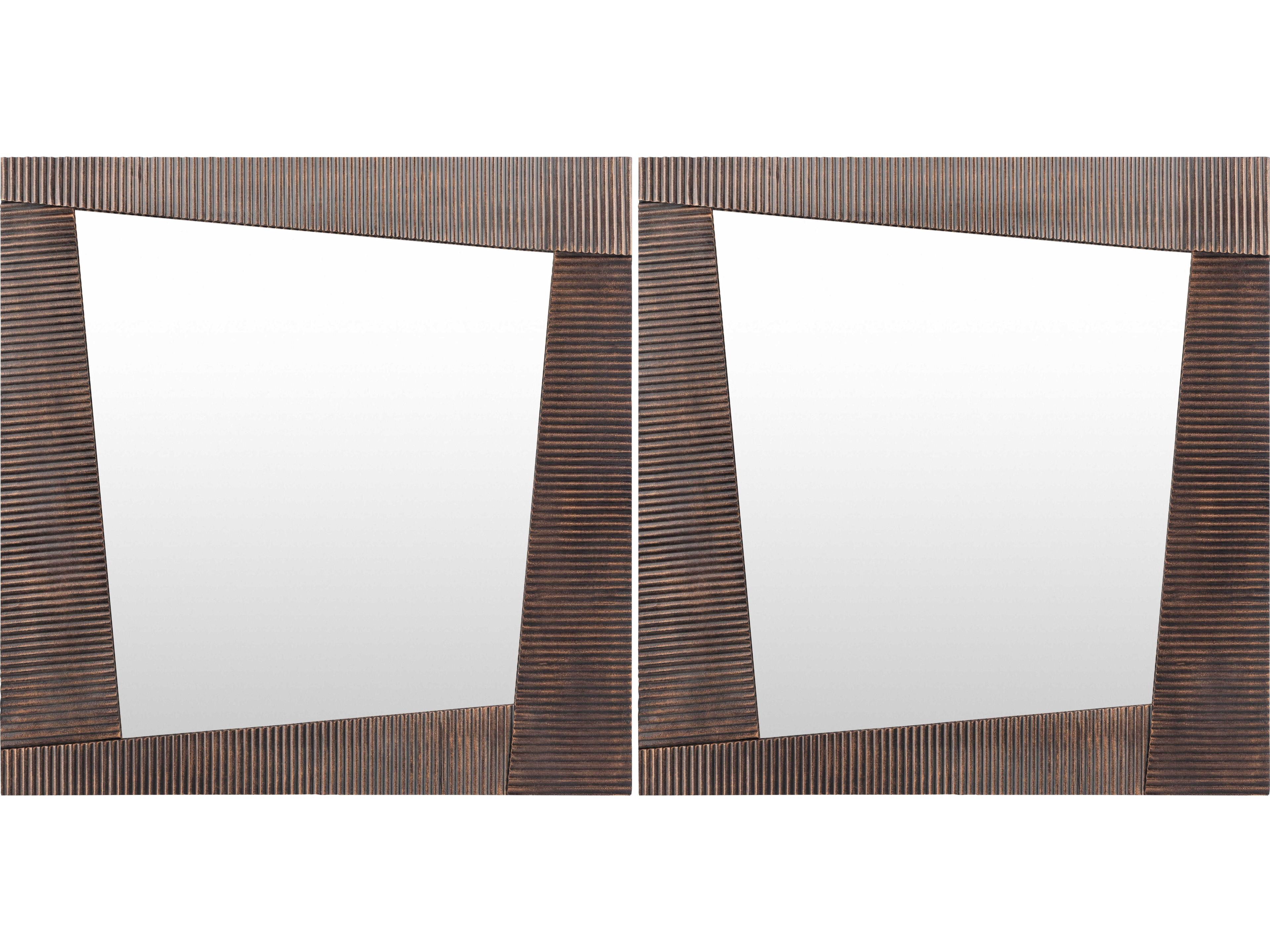 Surya Rendezvous Metallic Copper Square Wall Mirror Set of 2