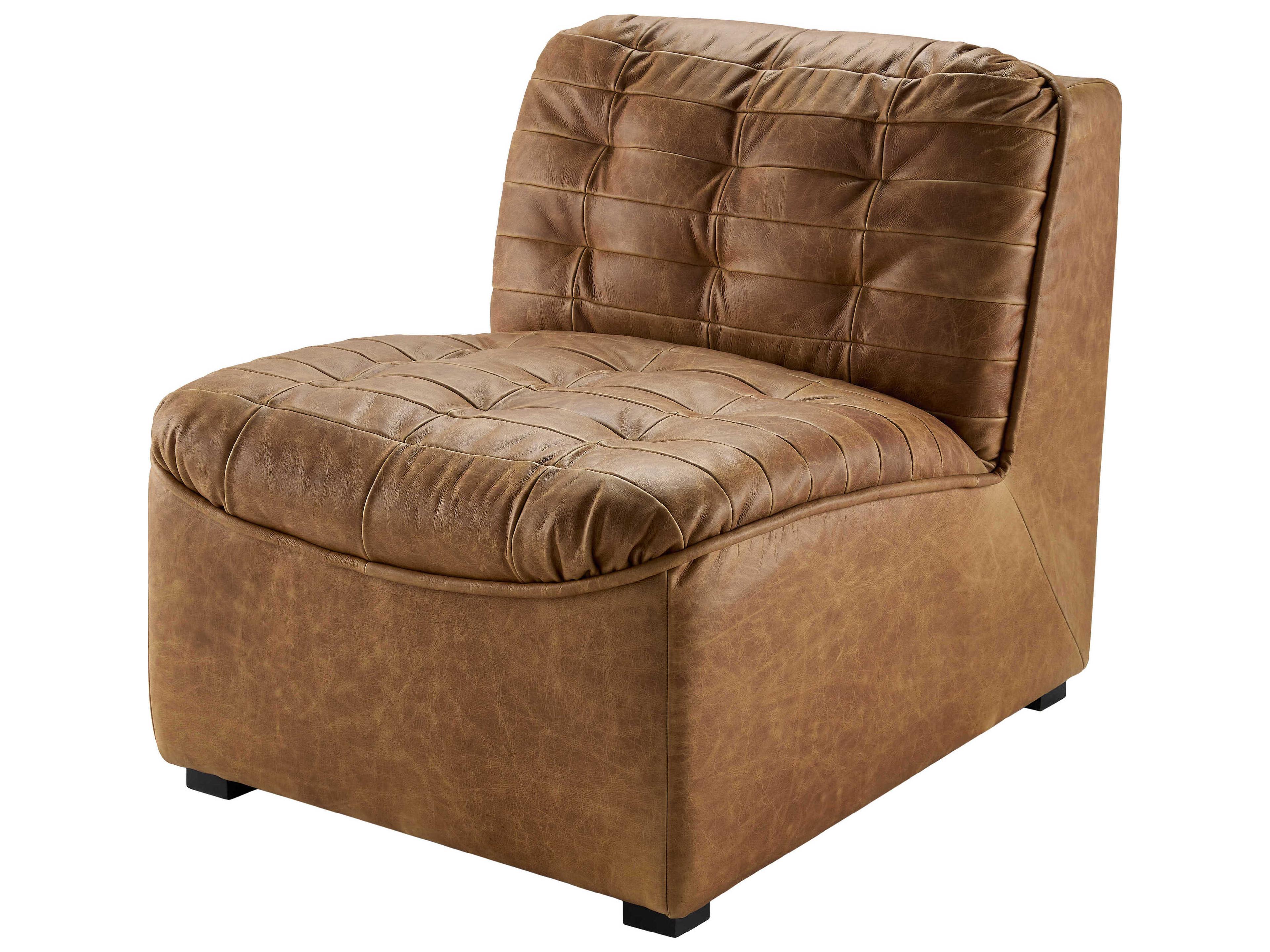 Surya Oryan Brown Faux Leather Accent Chair