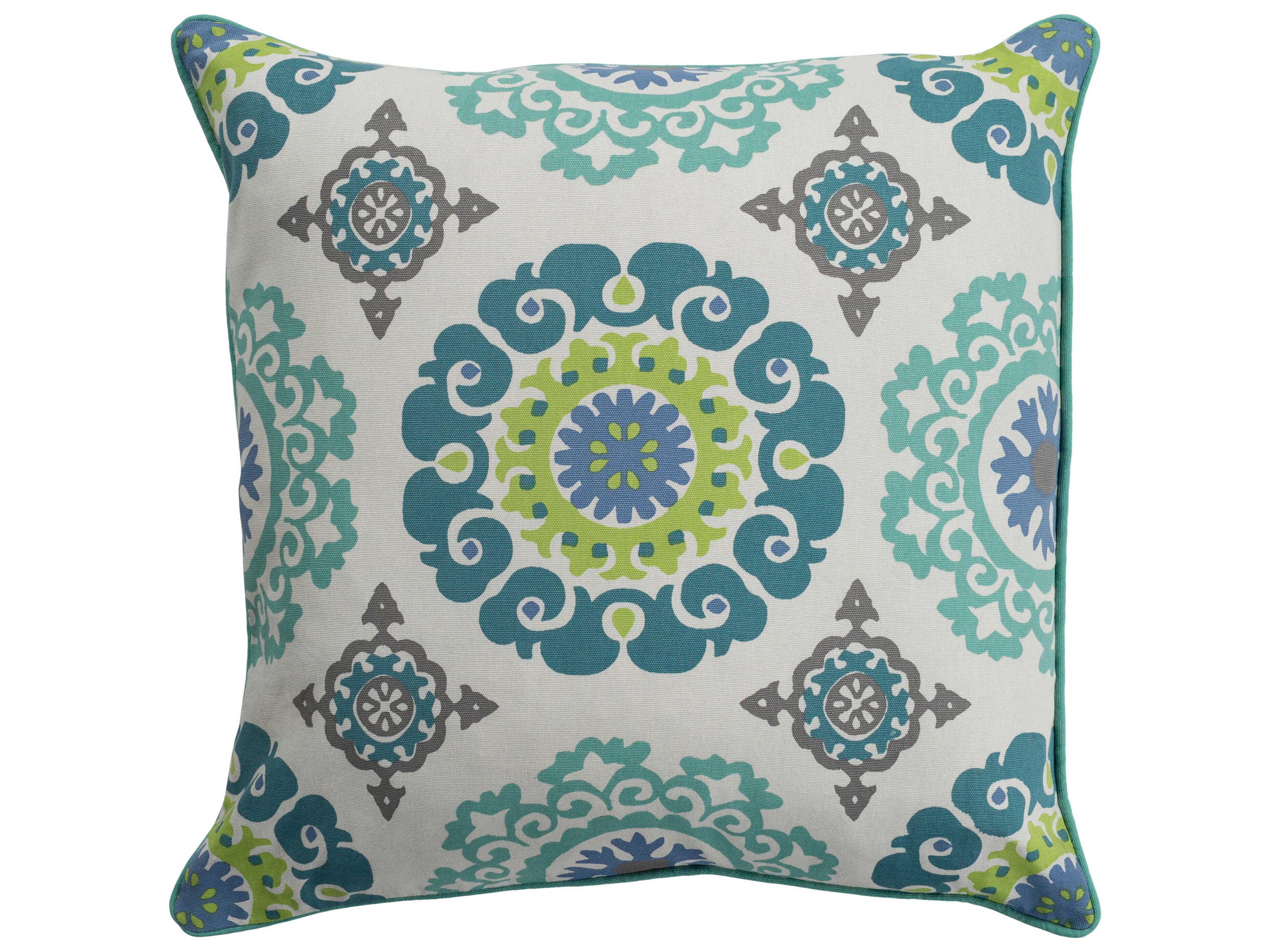 Surya Technicolor Teal / Seafoam / Charcoal Pillow