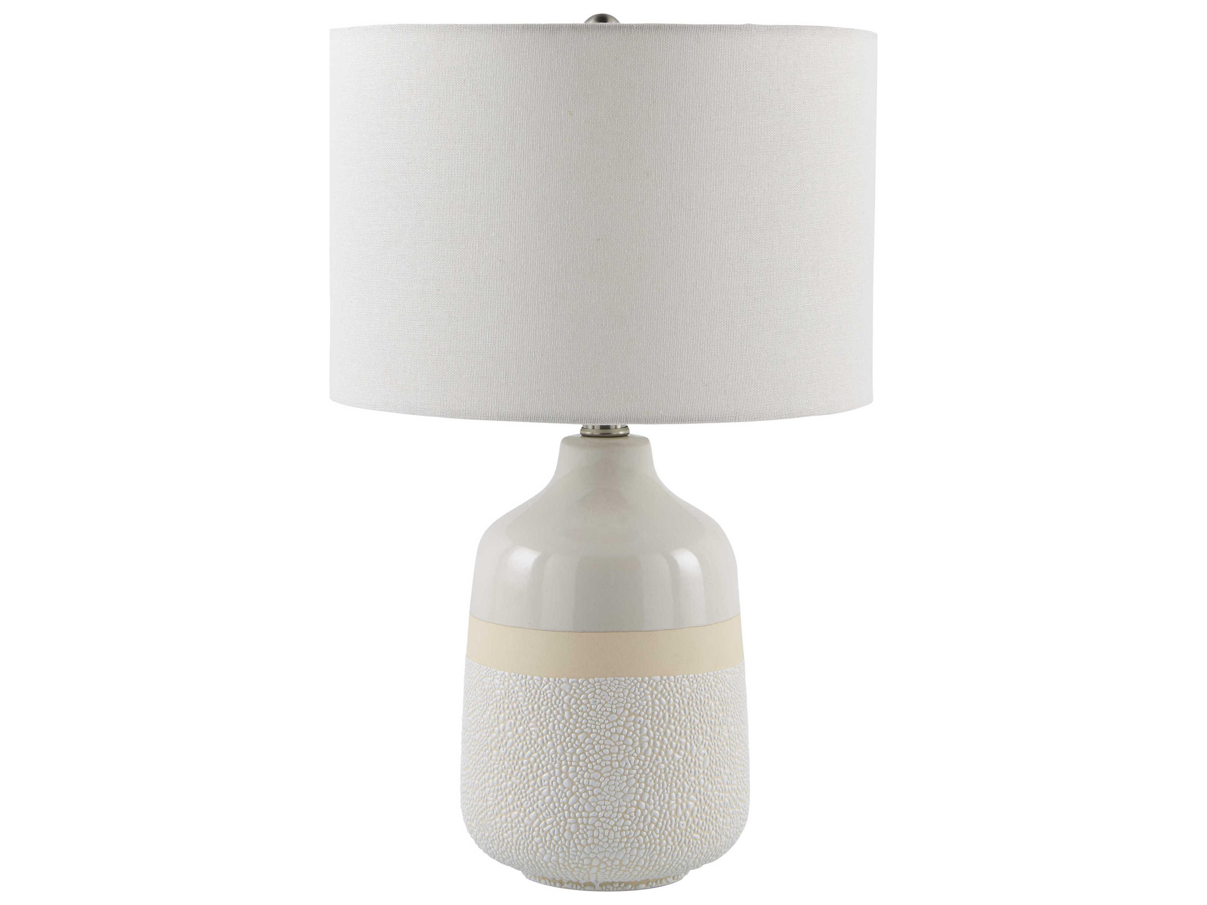 Surya Togo White Linen Table Lamp