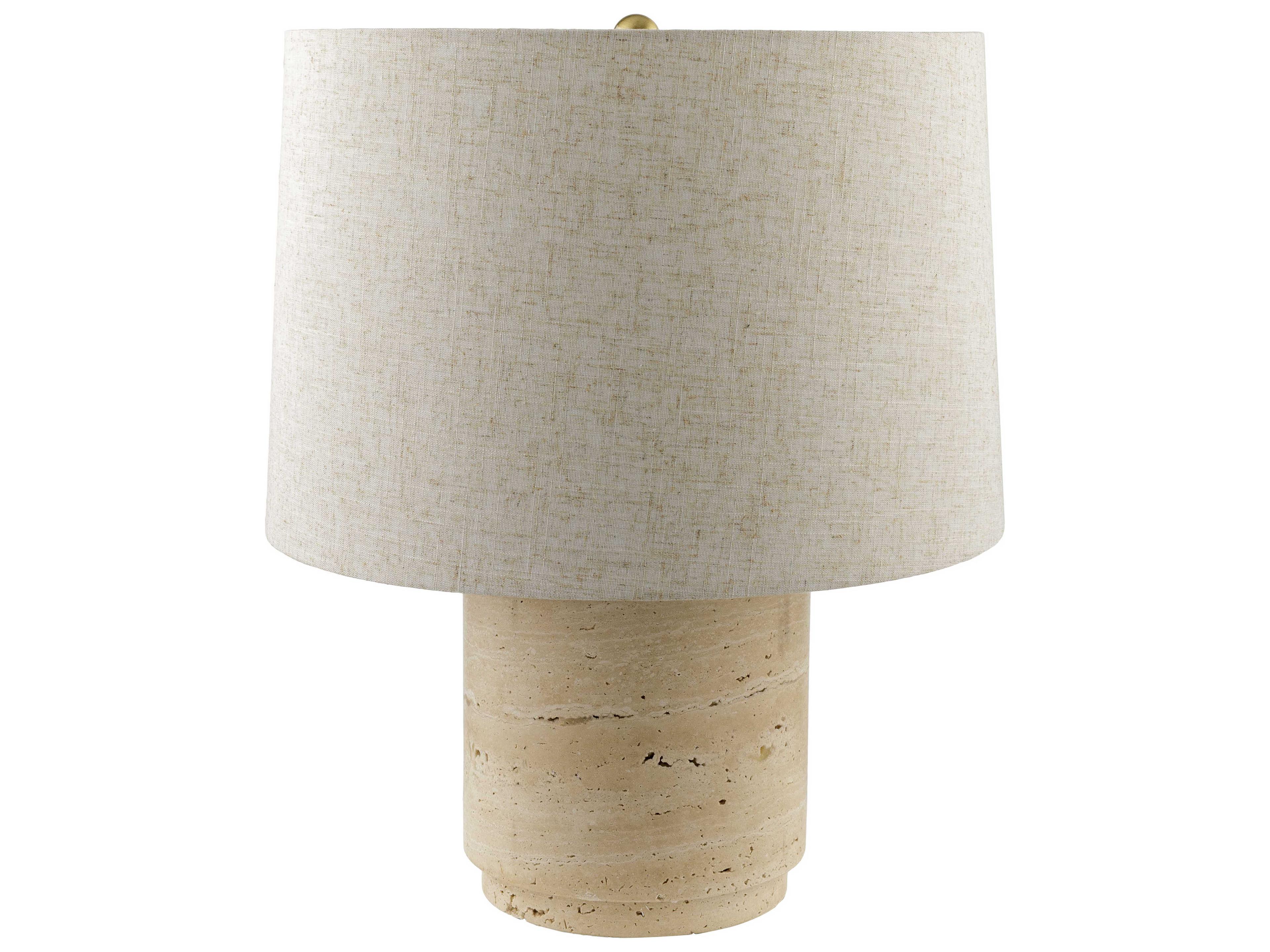 Surya Travera Butter Wheat Linen Brown Table Lamp