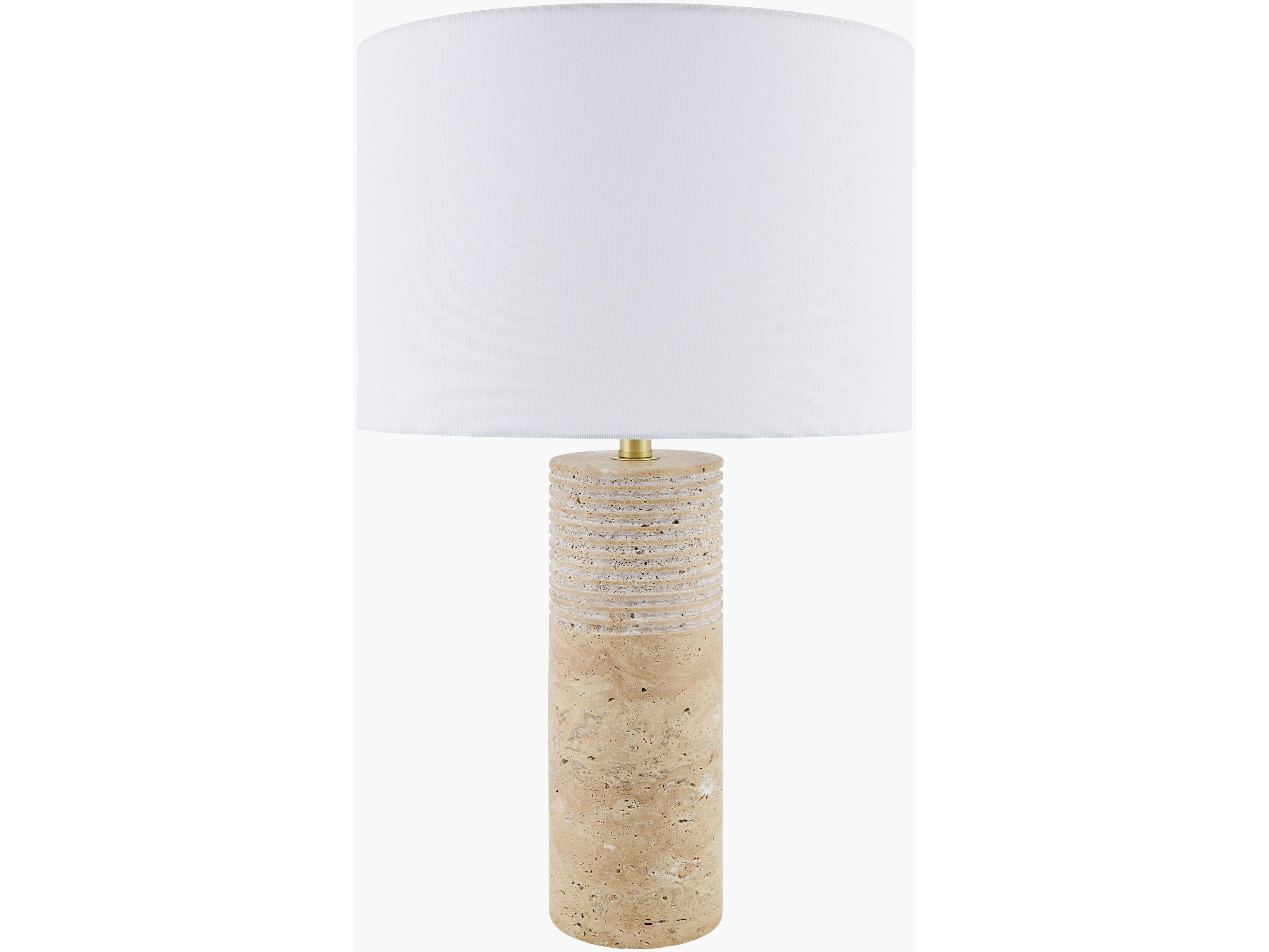 Surya Taboye Brown White Linen Buffet Lamp