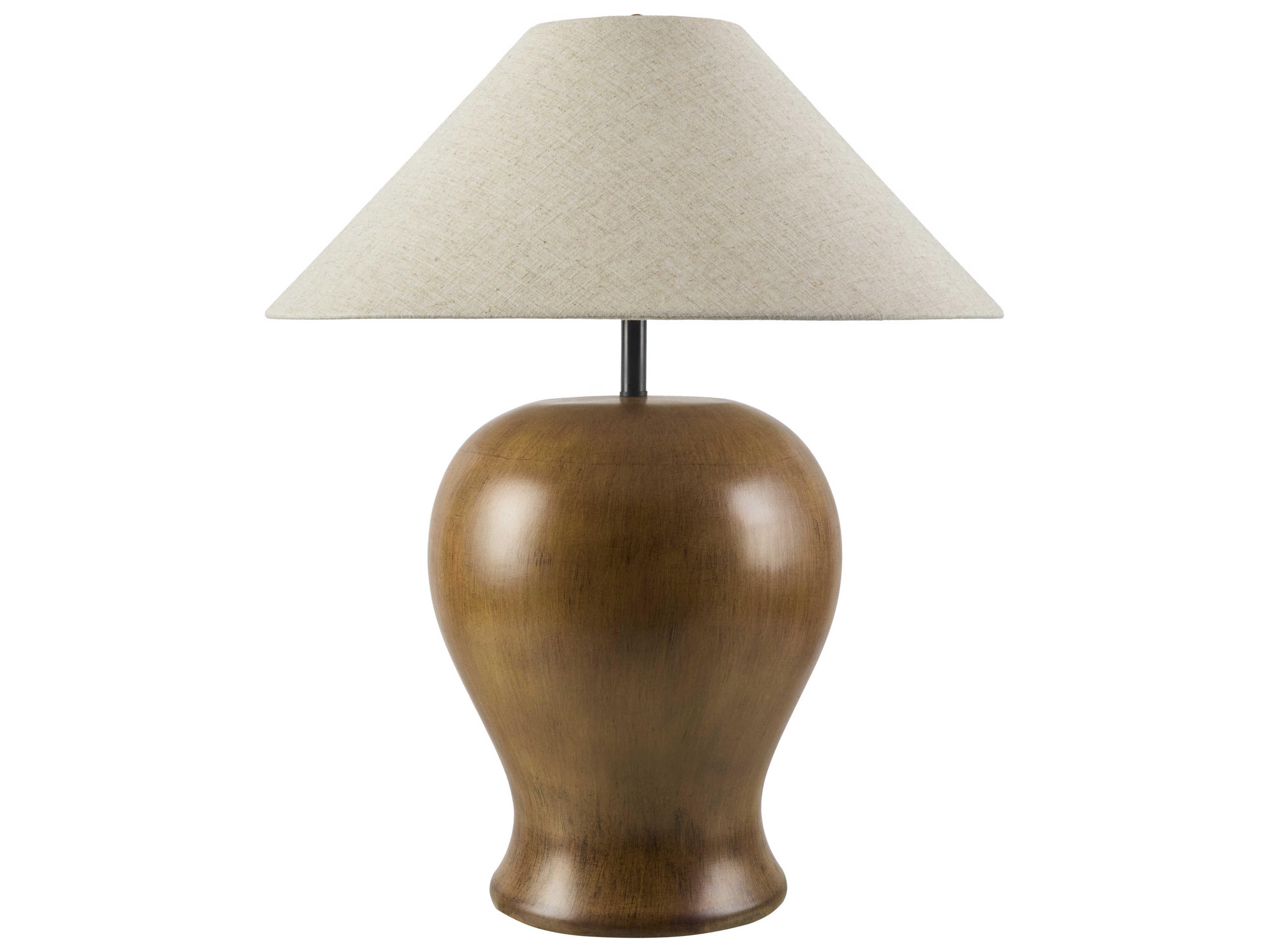 Surya Velas Brown White Linen Buffet Lamp