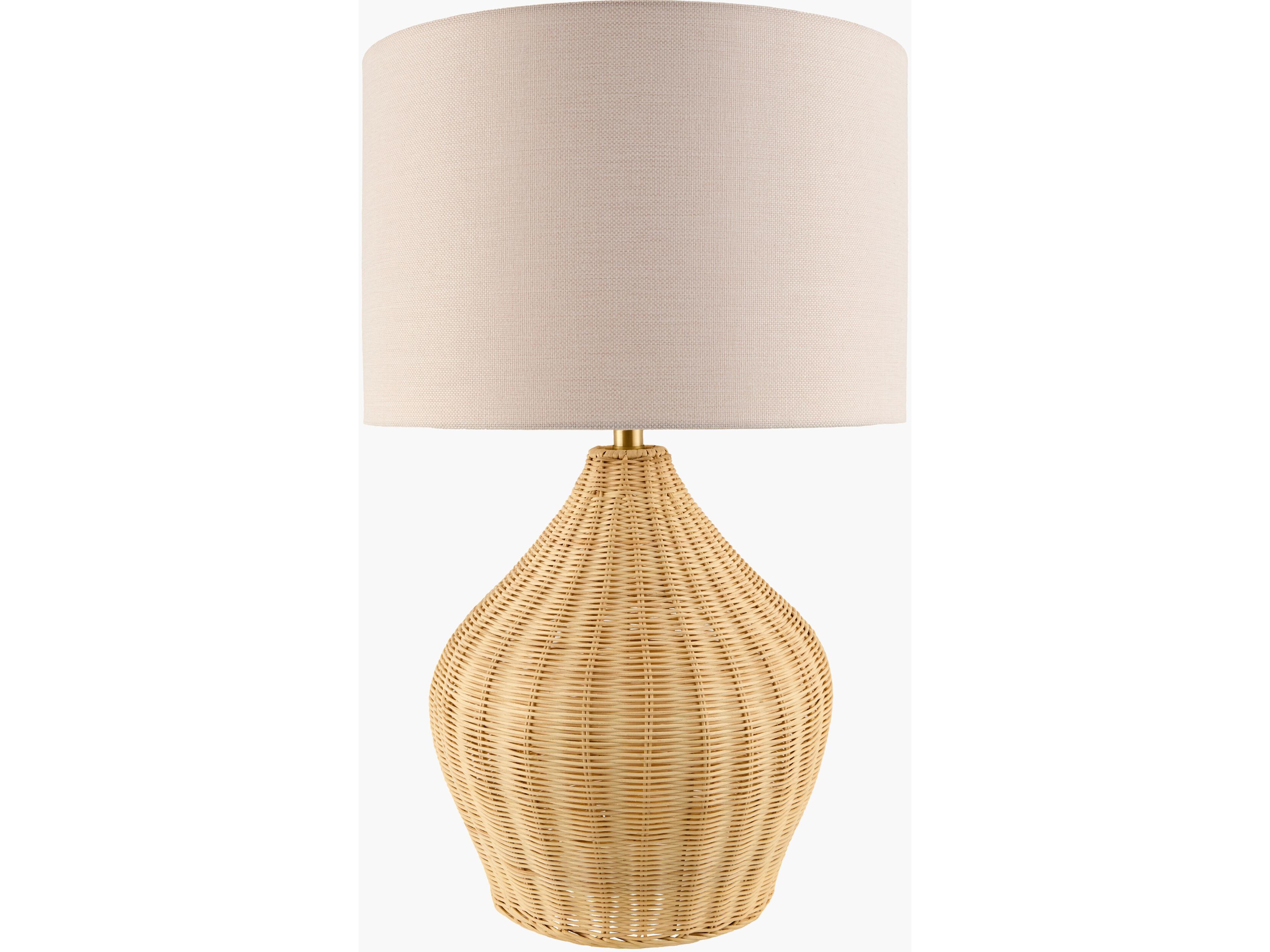 Surya Velles Natural Beige White Linen Buffet Lamp