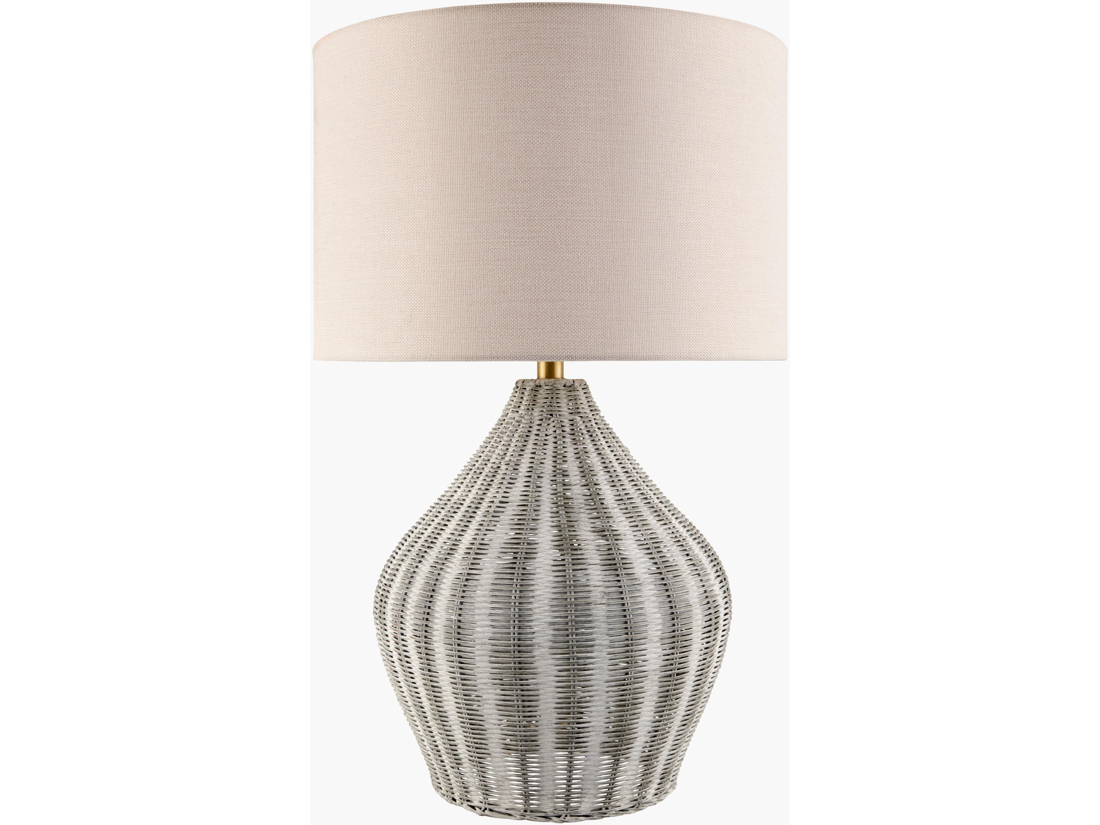 Surya Velles Gray White Linen Buffet Lamp