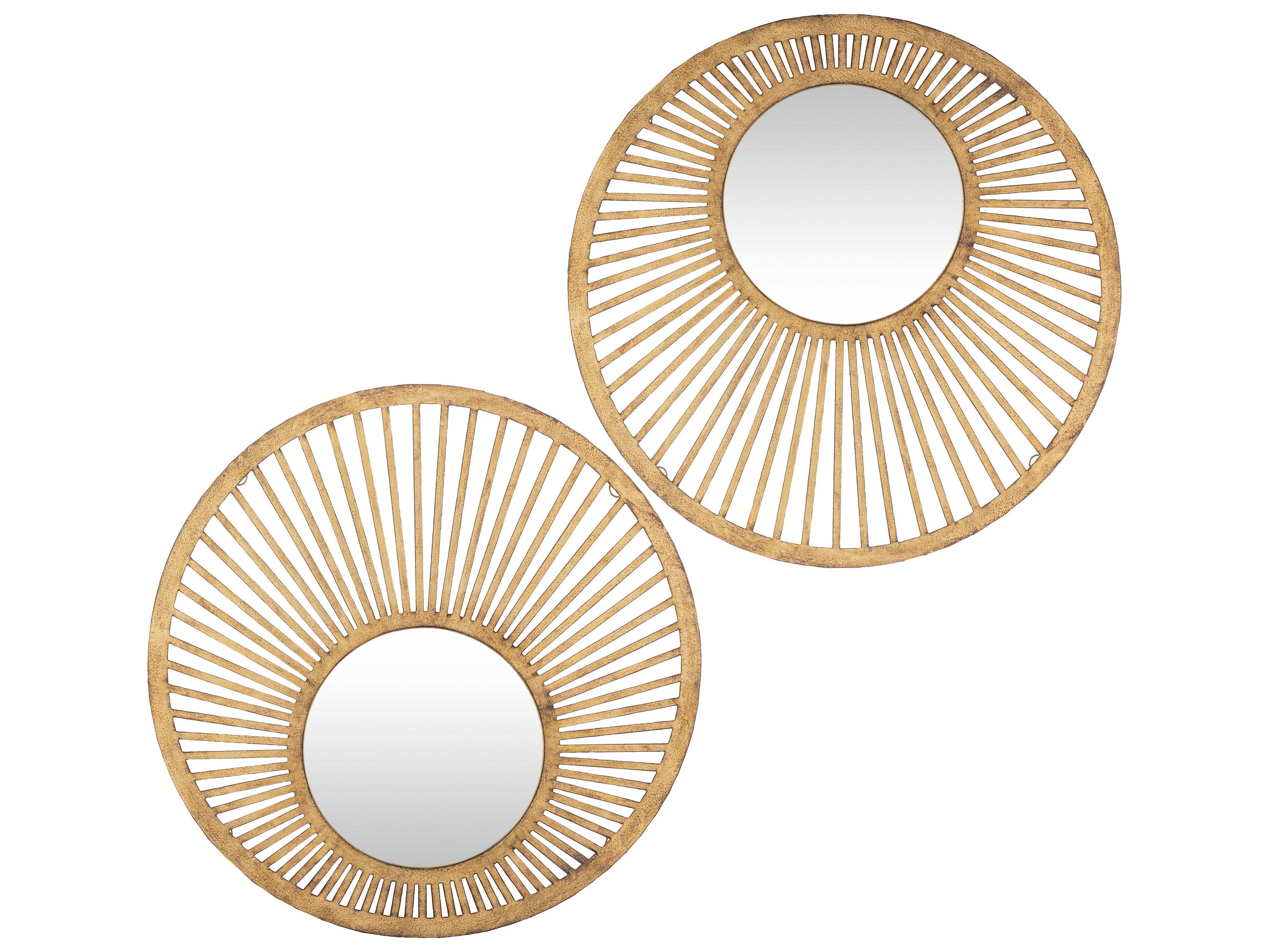 Surya Vision Gold Round Wall Mirror Set of 2