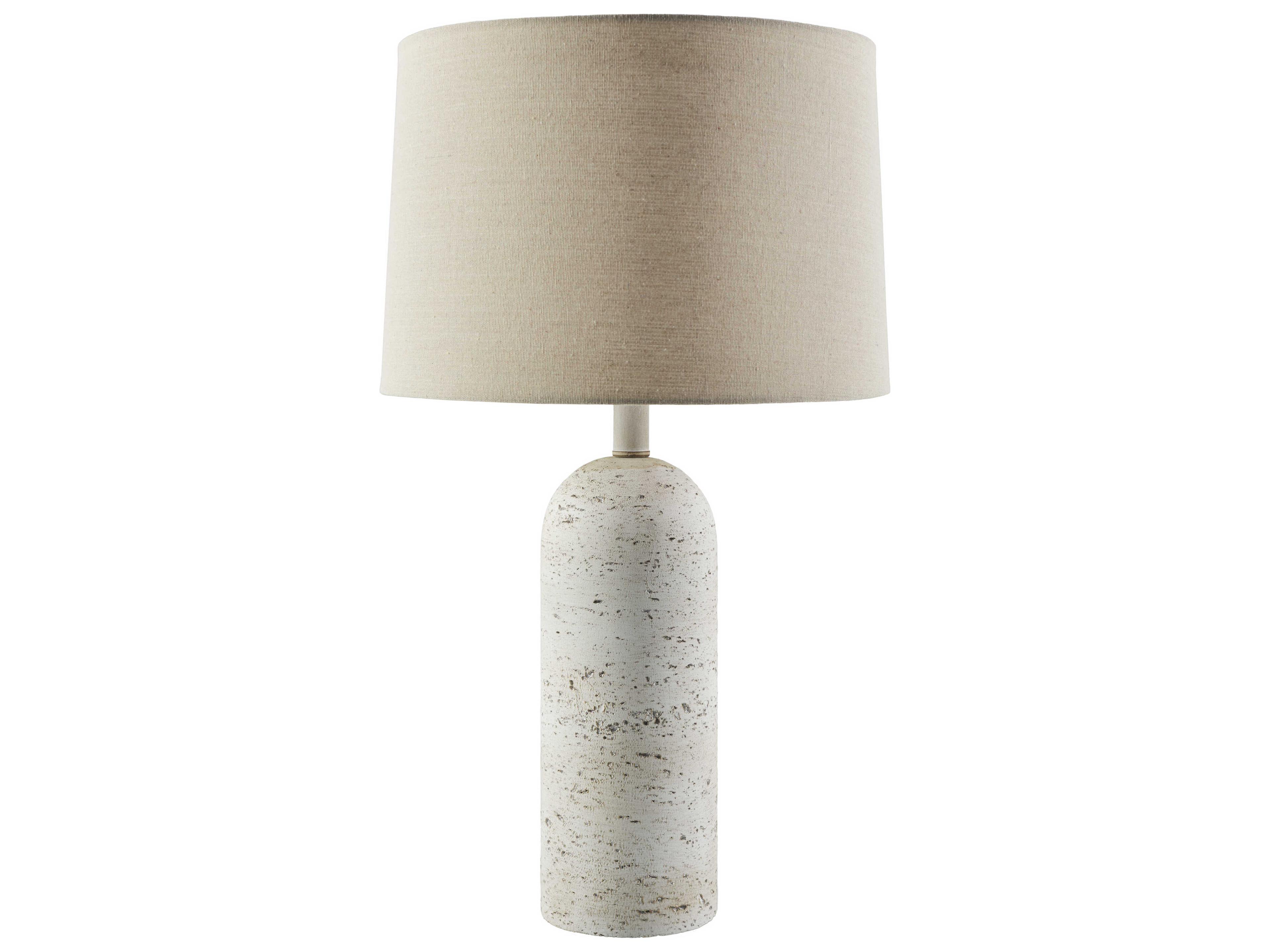 Surya Valle White Wheat Linen Buffet Lamp