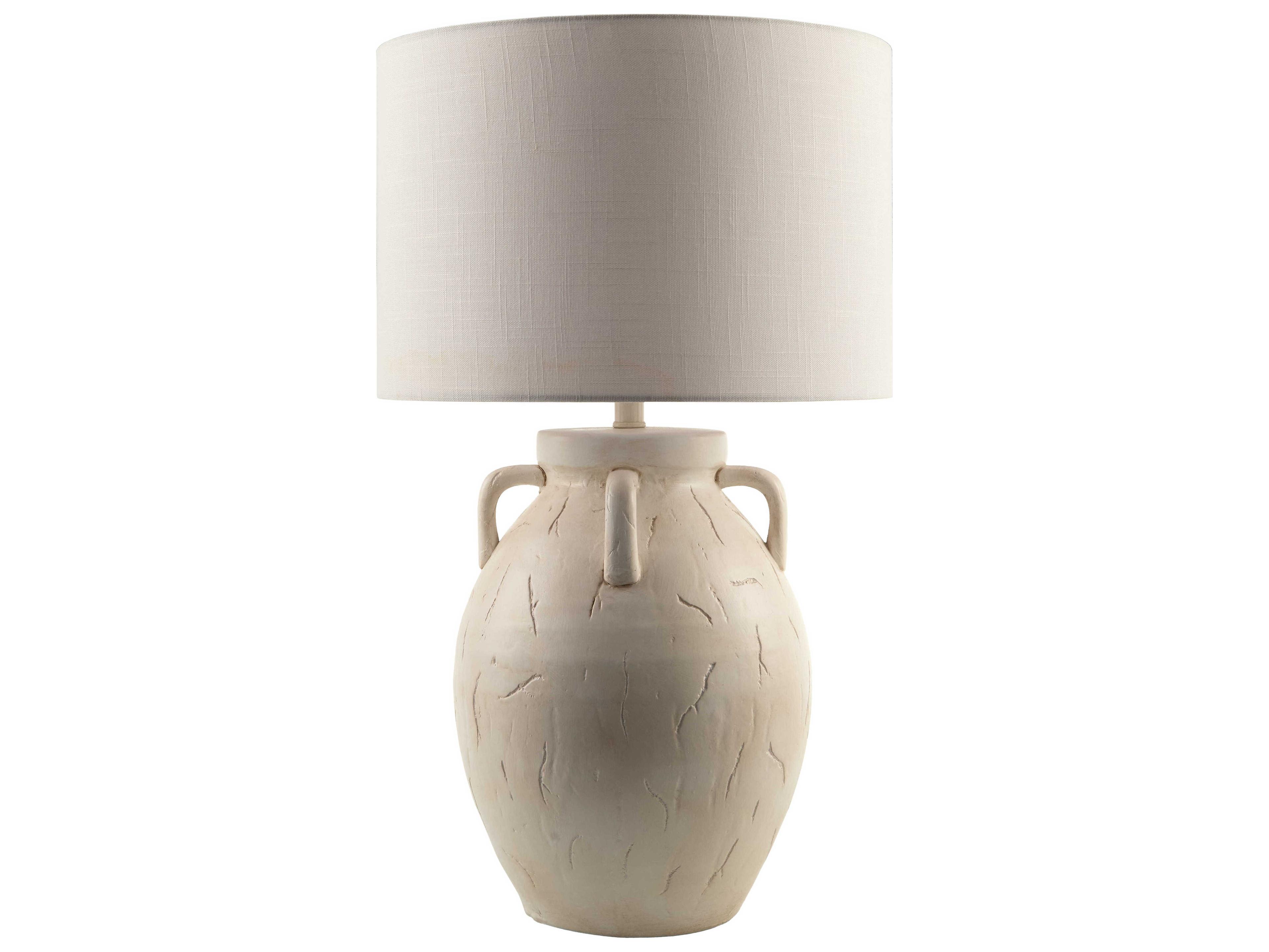 Surya Valmont White Linen Buffet Lamp