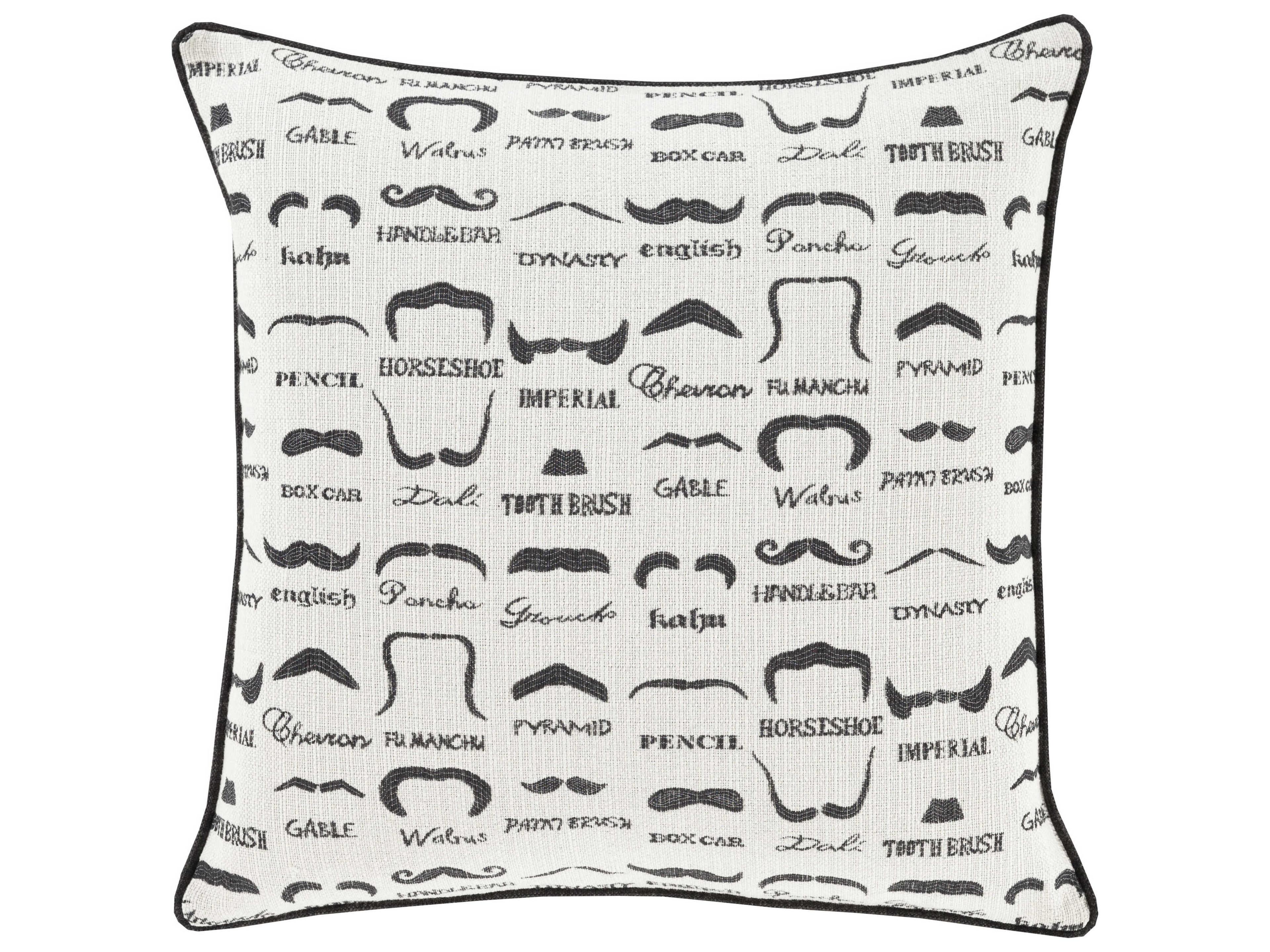Surya Wax that Stache Black Pillow