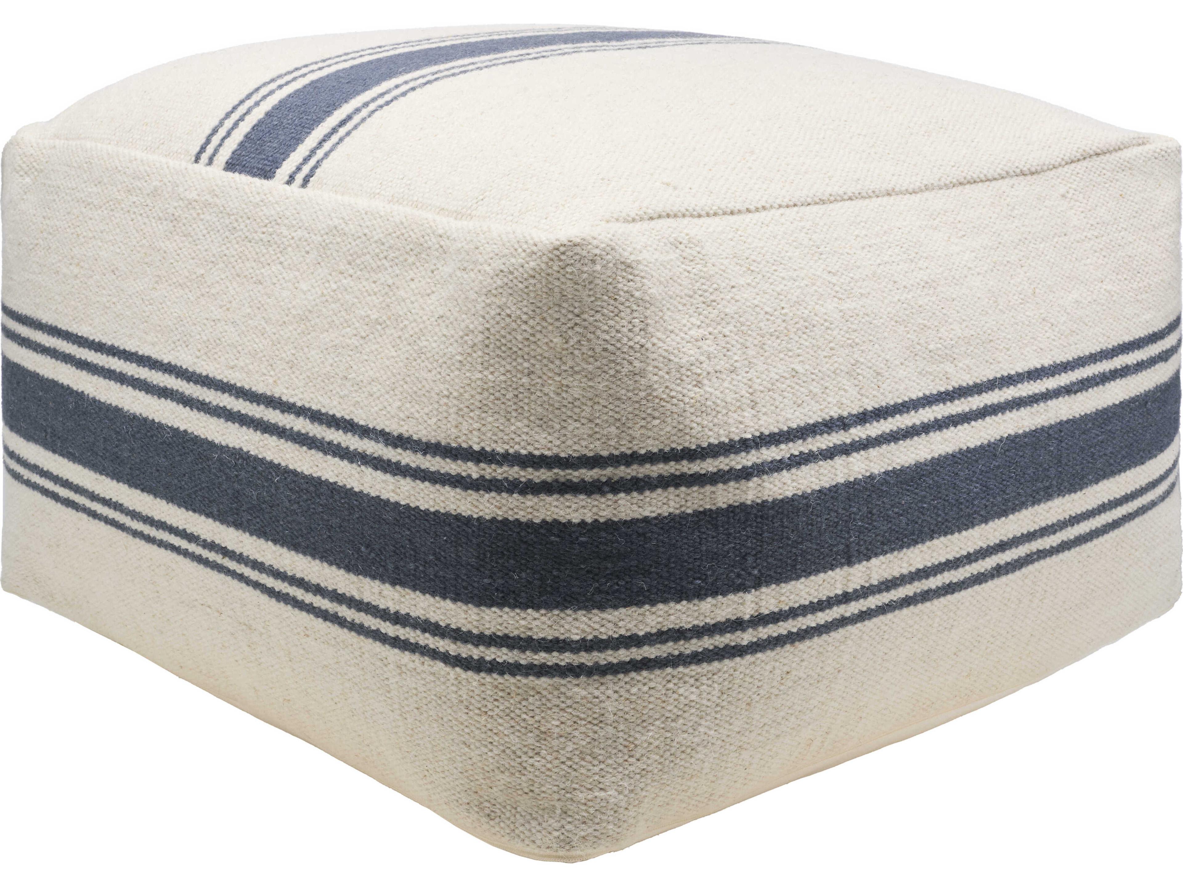 Surya Waylon Cream Upholstered Pouf