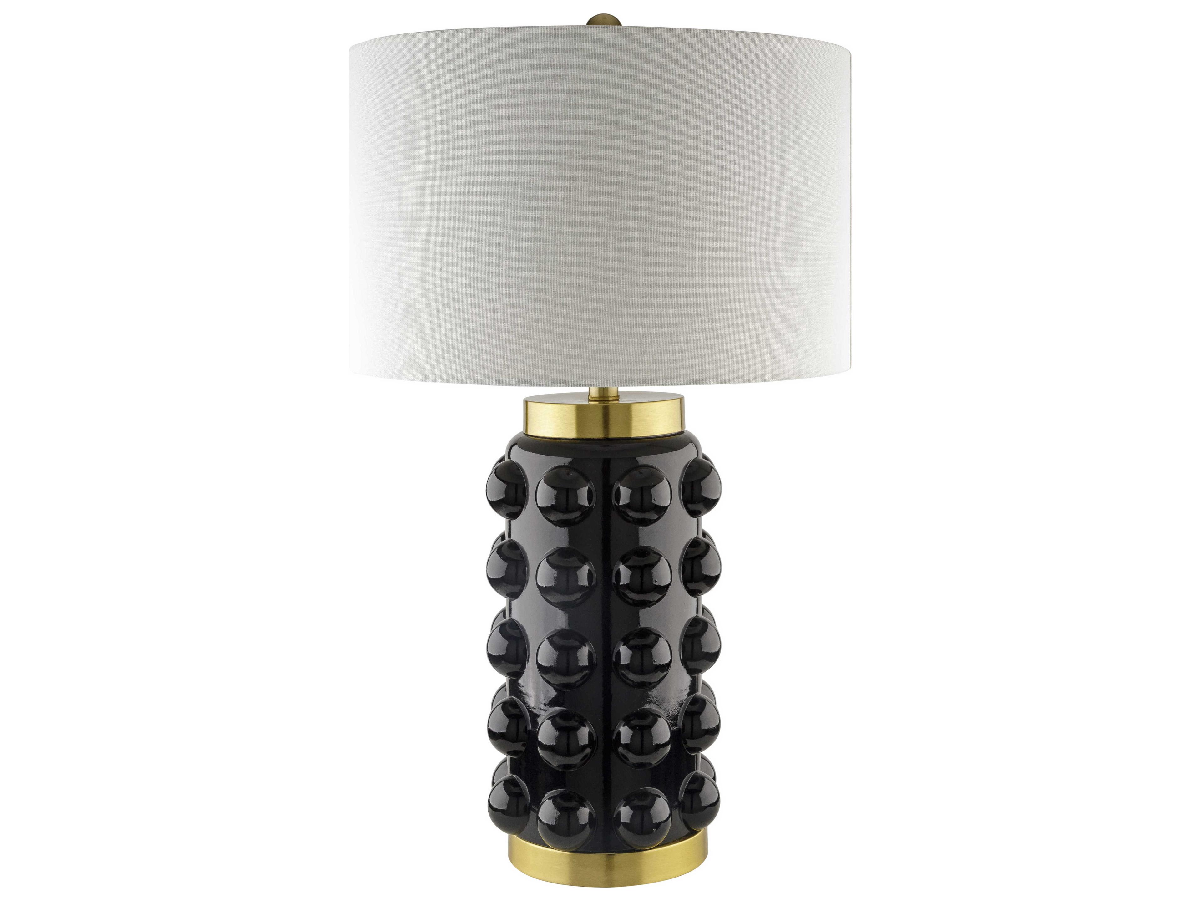 Surya Yume Black White Linen Buffet Lamp