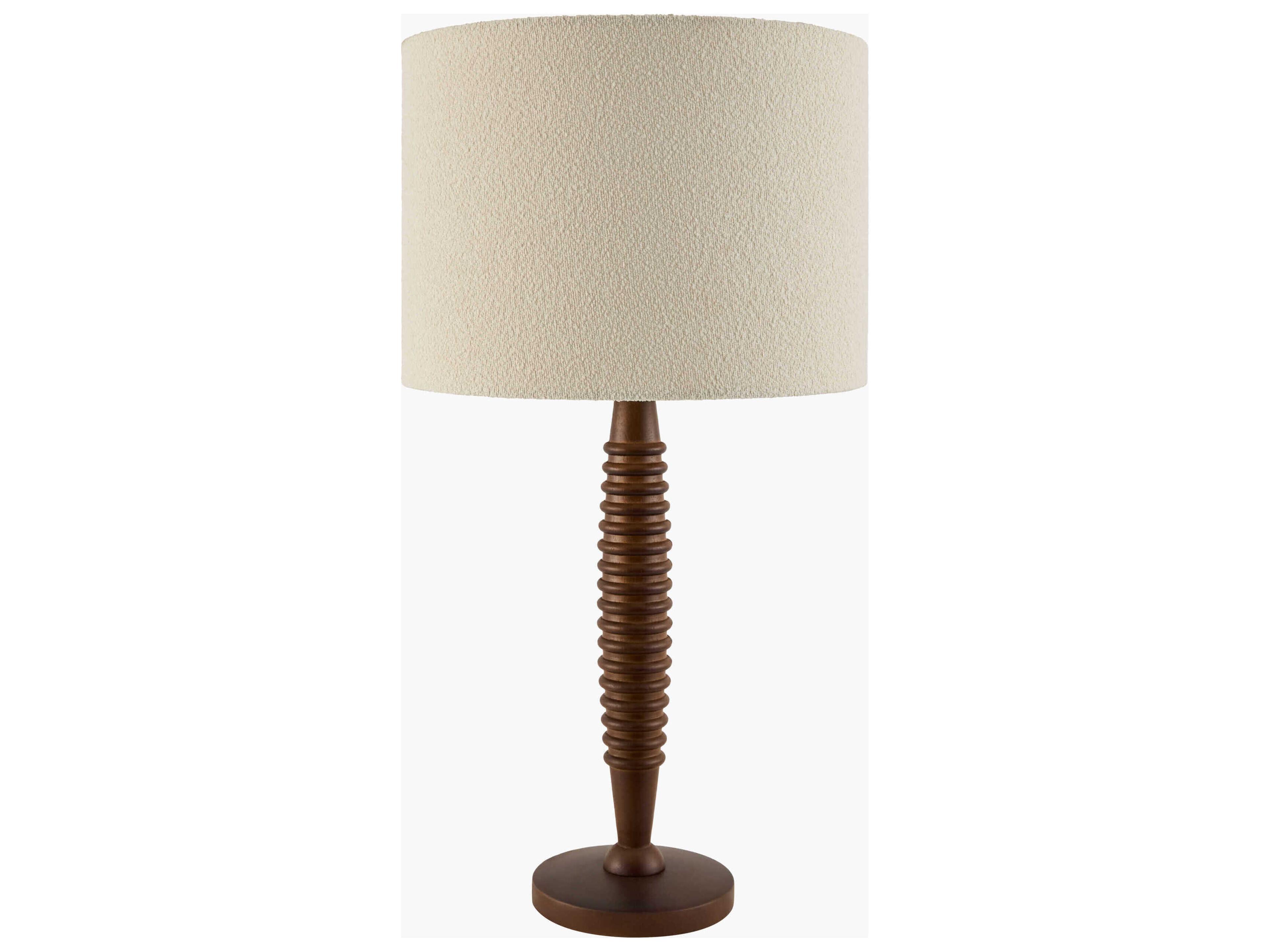 Surya Ziniare Dark Brown Beige Linen Buffet Lamp