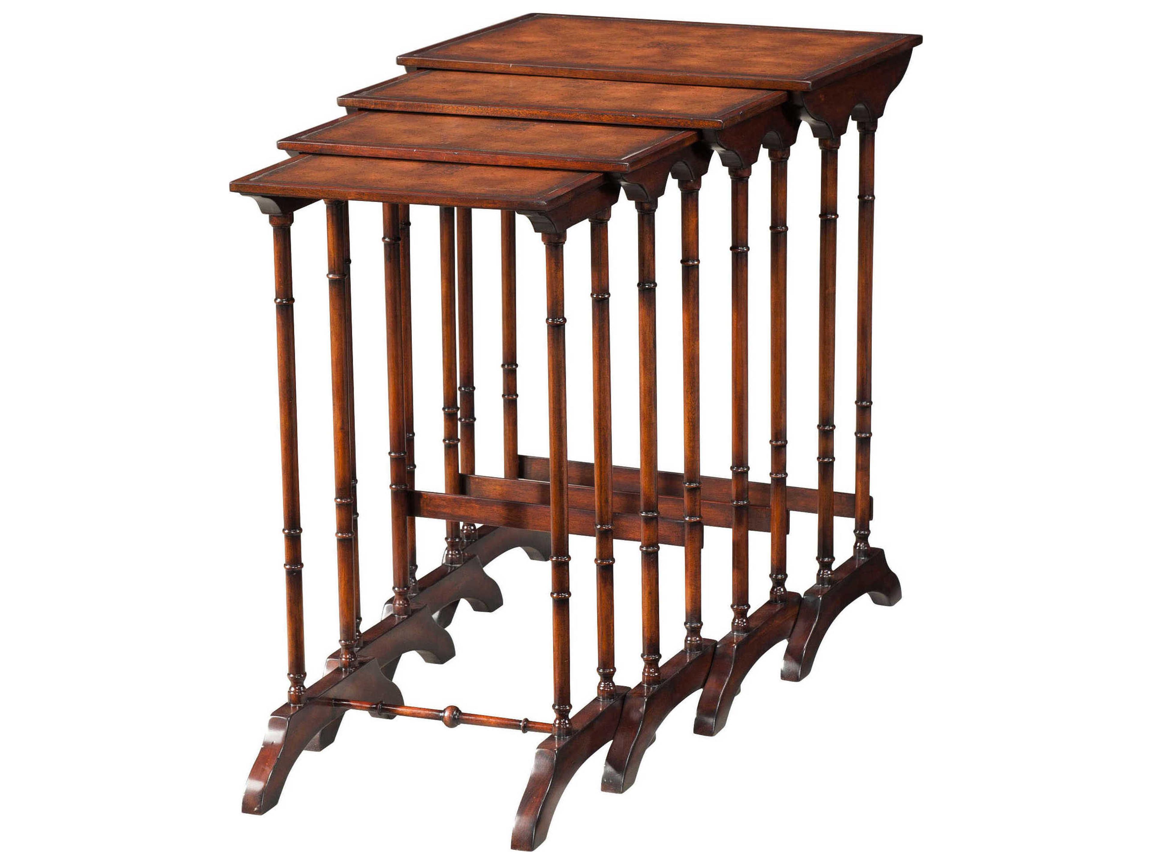 Theodore Alexander Essential Rectangular Leather Buffalo Brown Walnut End Table