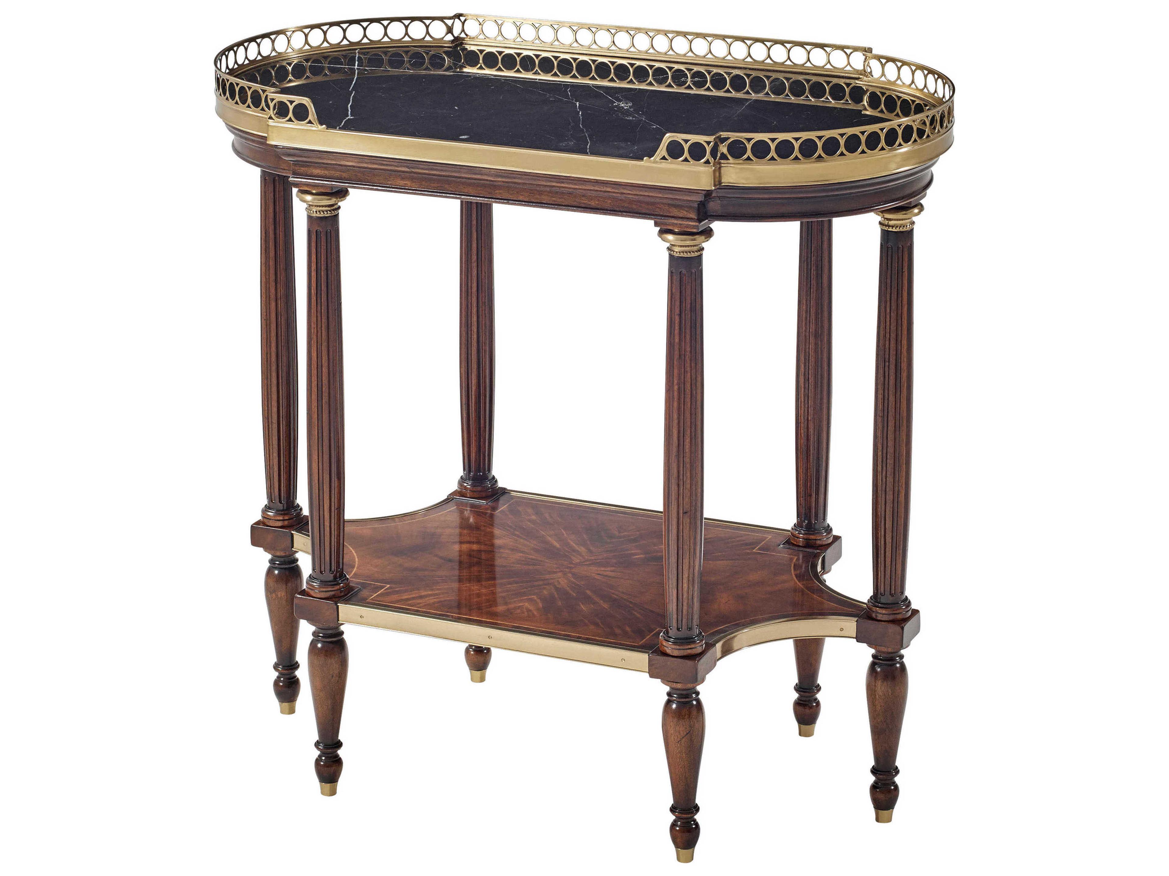 Theodore Alexander Essential Oval Marble Okoume Choco End Table