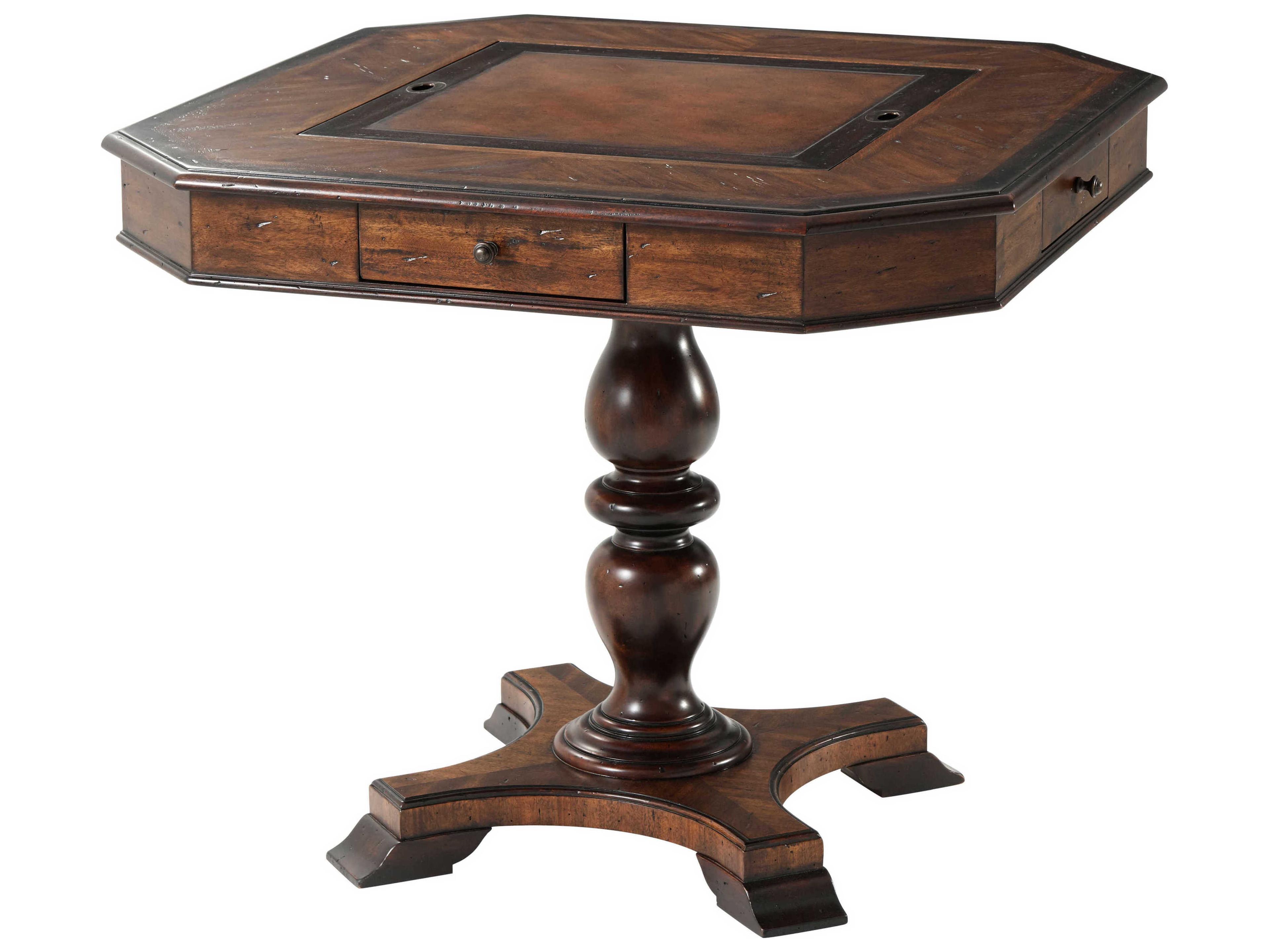 Theodore Alexander Mahogany Wood Buffalo Brown Marst Hill Game Table