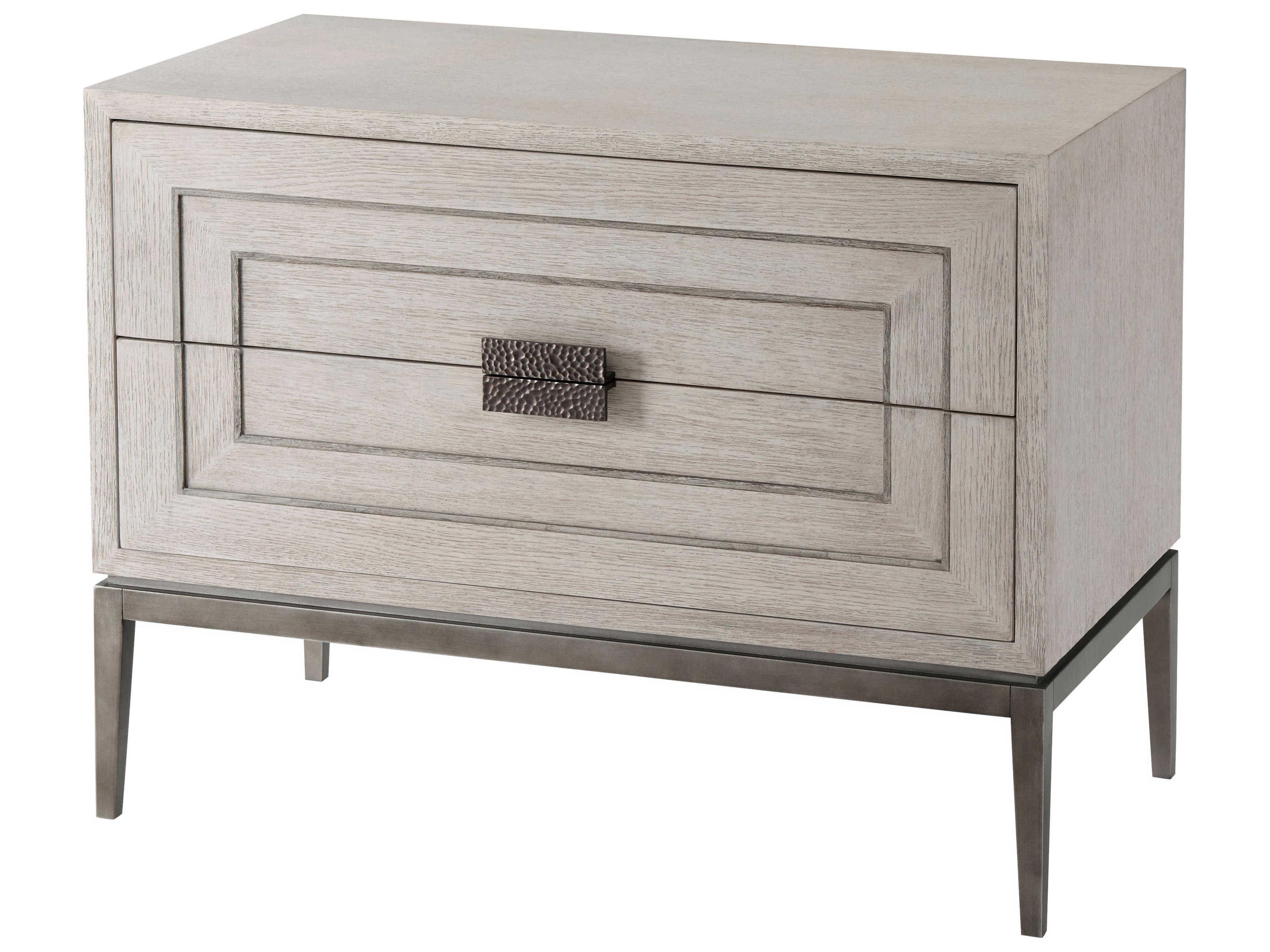 Theodore Alexander Isola 2-Drawers Gray Oak Wood Genevra Nightstand