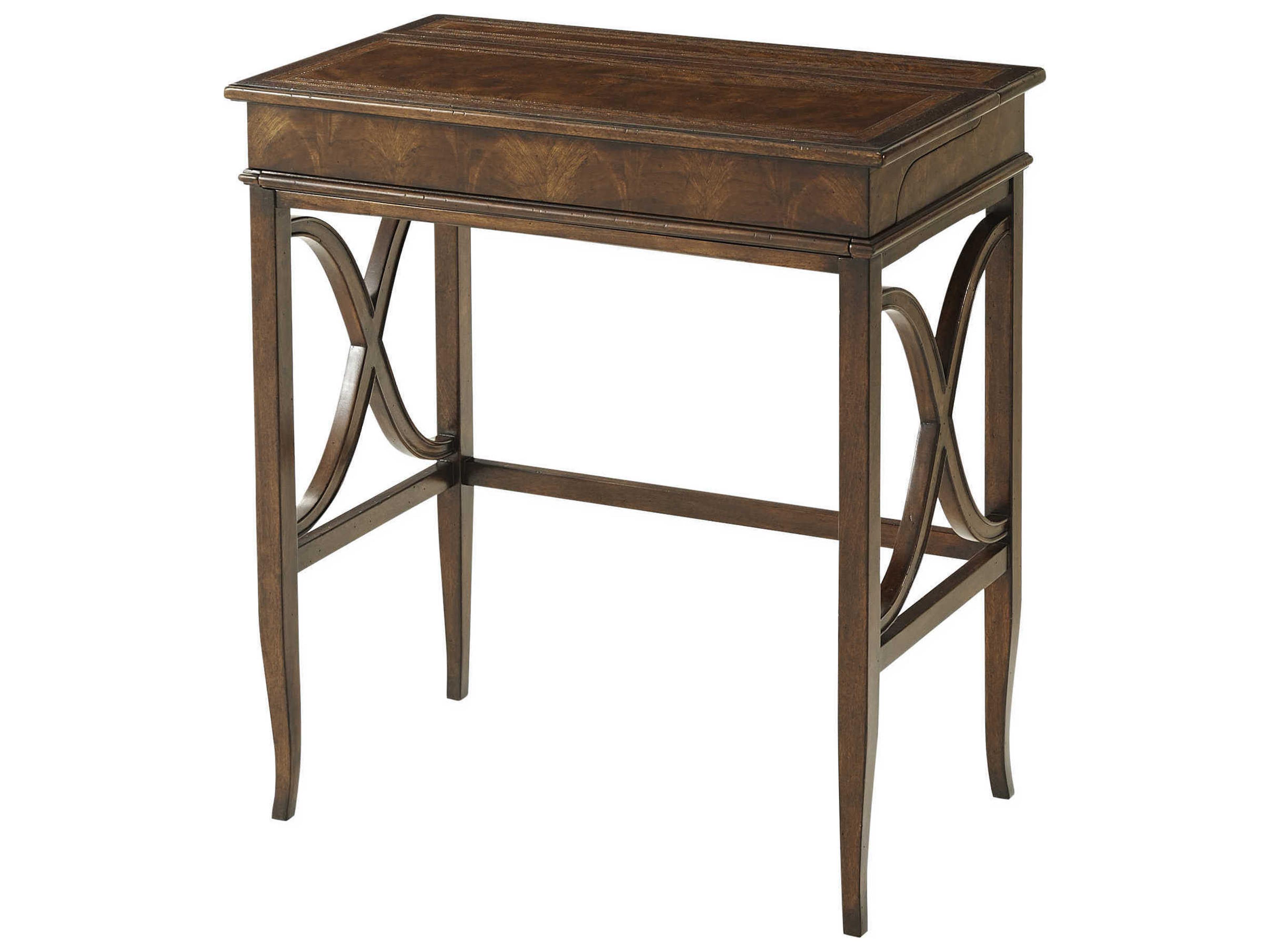 Theodore Alexander Brooksby Cerejeira Veneer Mahogany Leather Brown Wood Secretary Desk