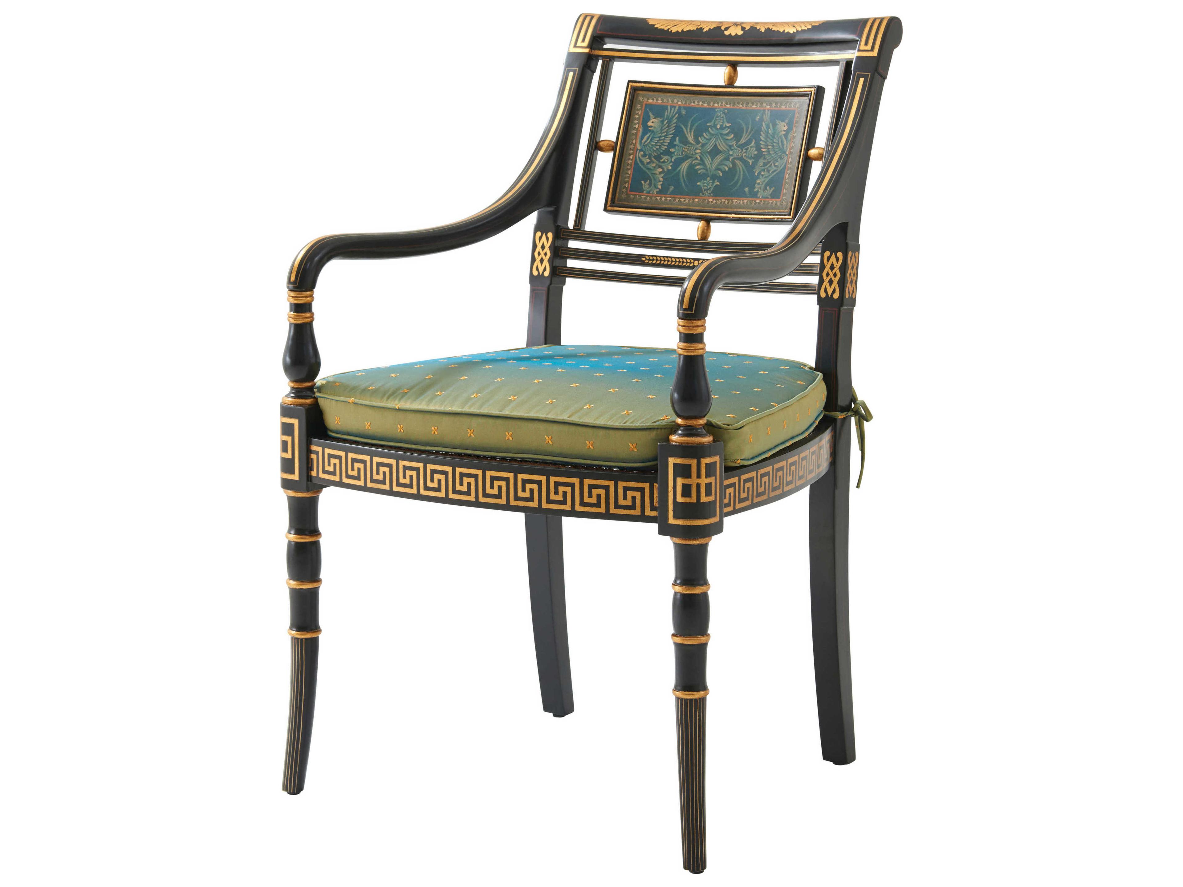 Theodore Alexander Althorp Living History Acacia Wood Black Lavinia's Arm Dining Chair