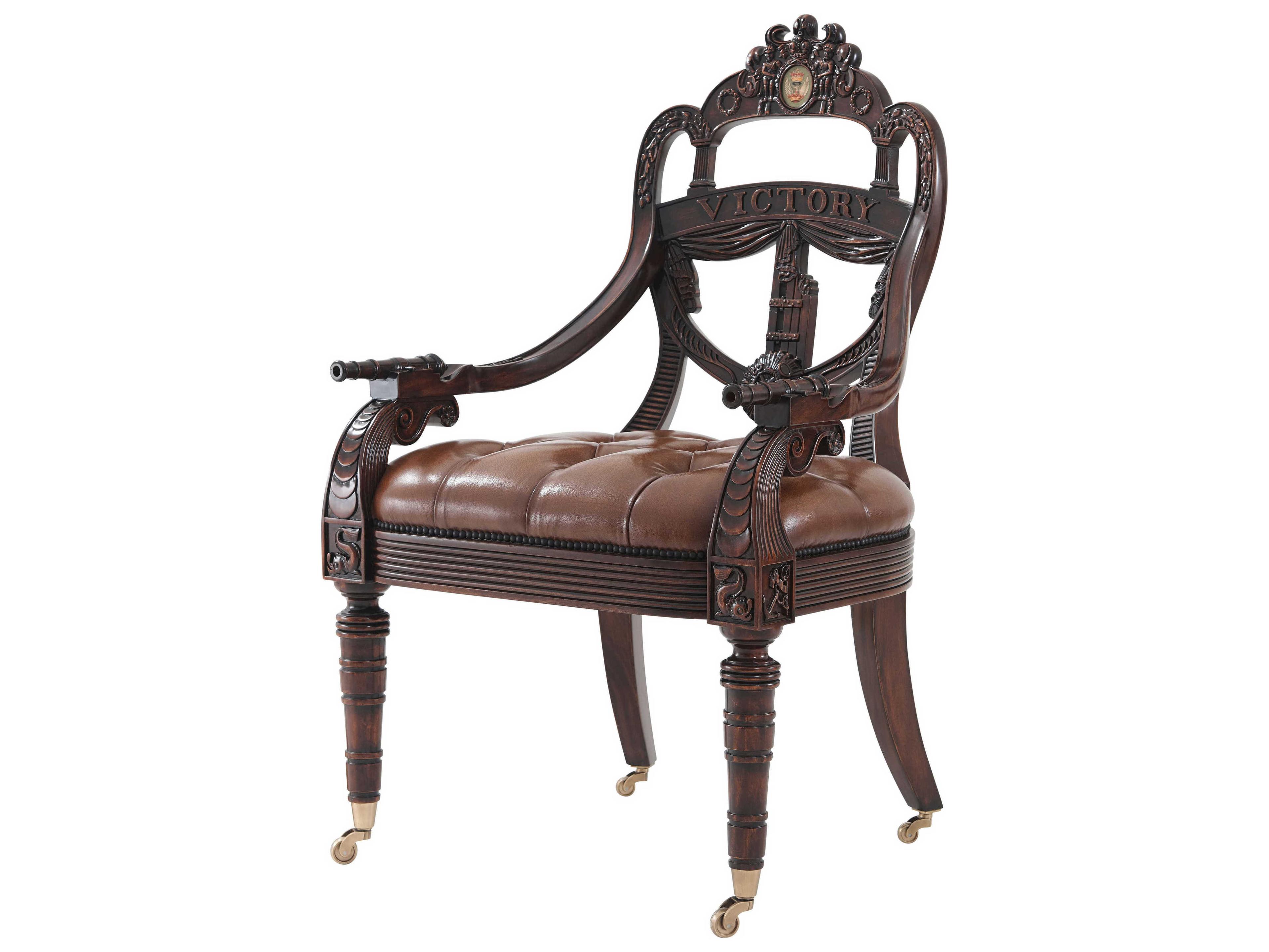 Theodore Alexander Althorp Living History Brown Leather Ad Victoriam Accent Chair