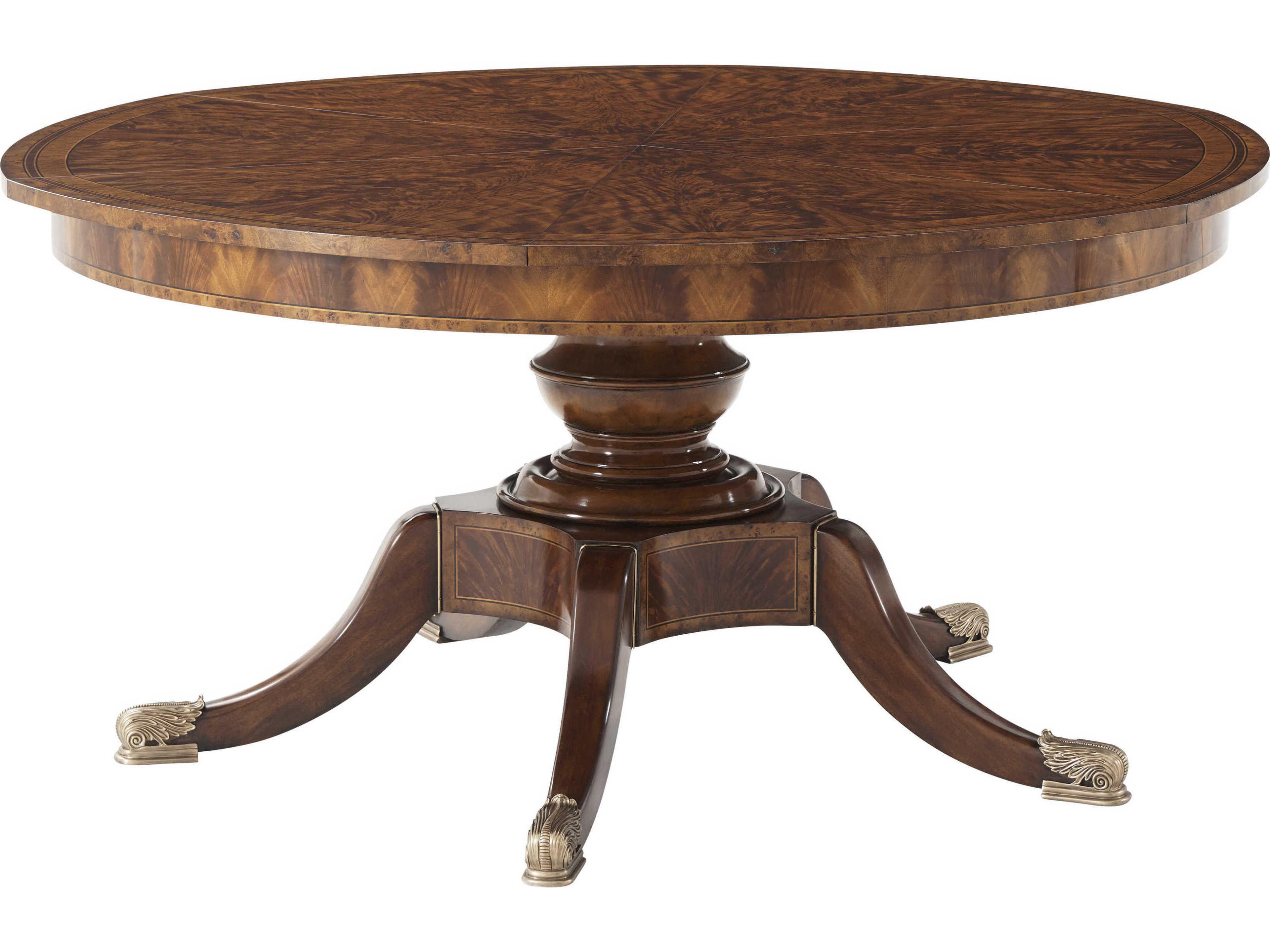 Theodore Alexander Althorp Living History Round Wood Flame Mahogany Veneer Dining Table